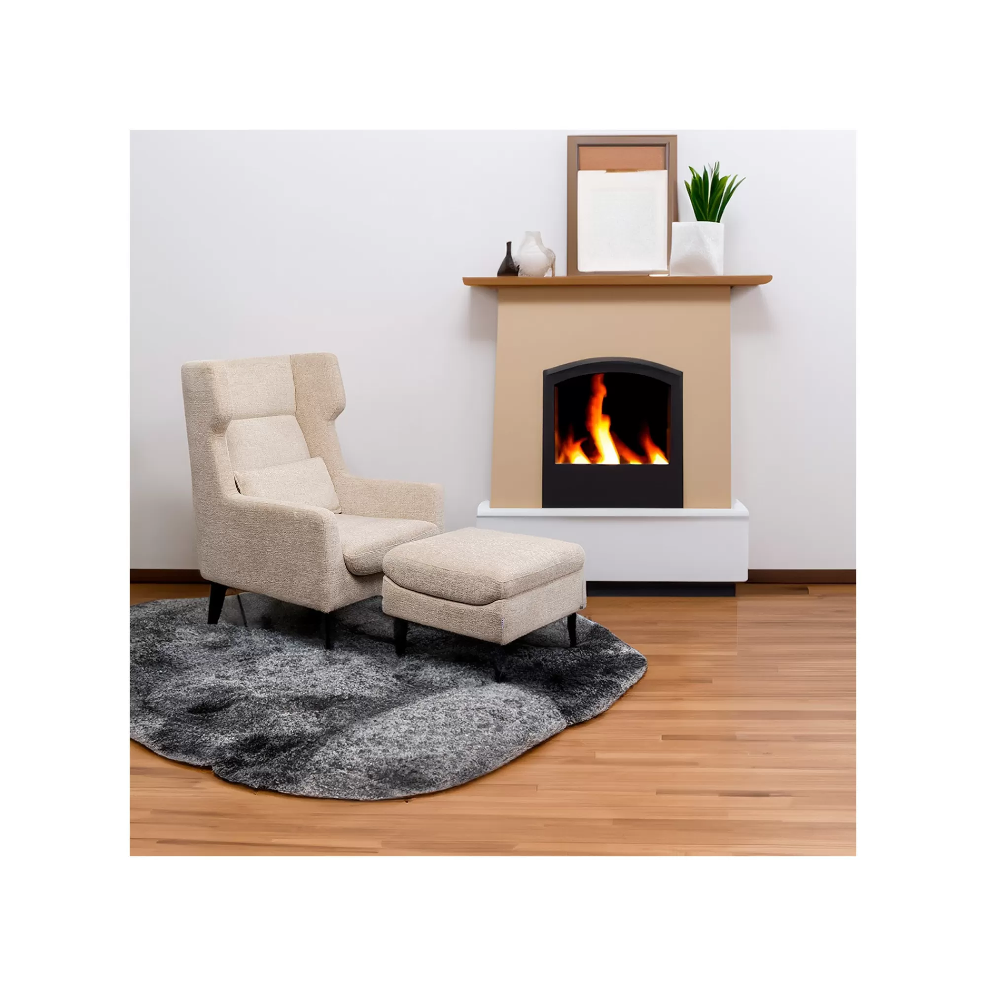 KARE Design Fauteuil Et Repose-pieds Quinn Beige ^ Fauteuil