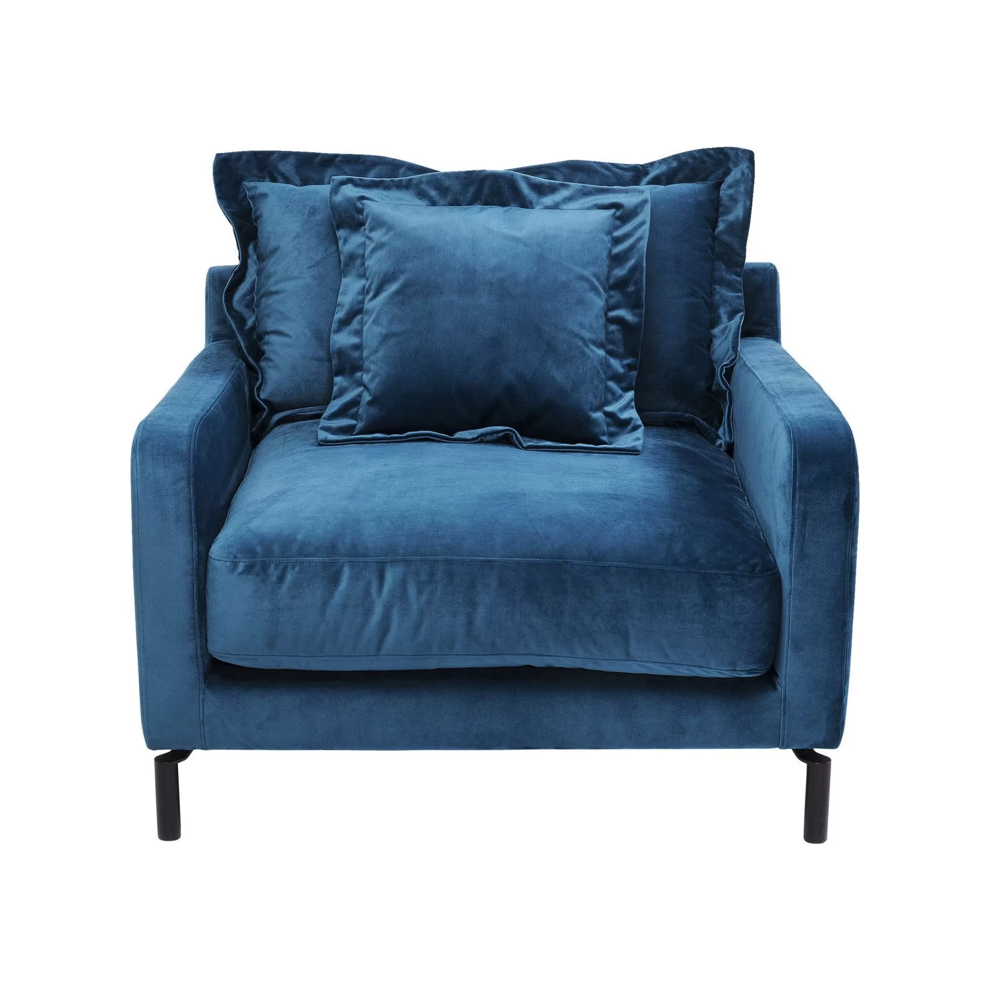 KARE Design Fauteuil Lullaby Velours Bleu Pétrole ^ Fauteuil