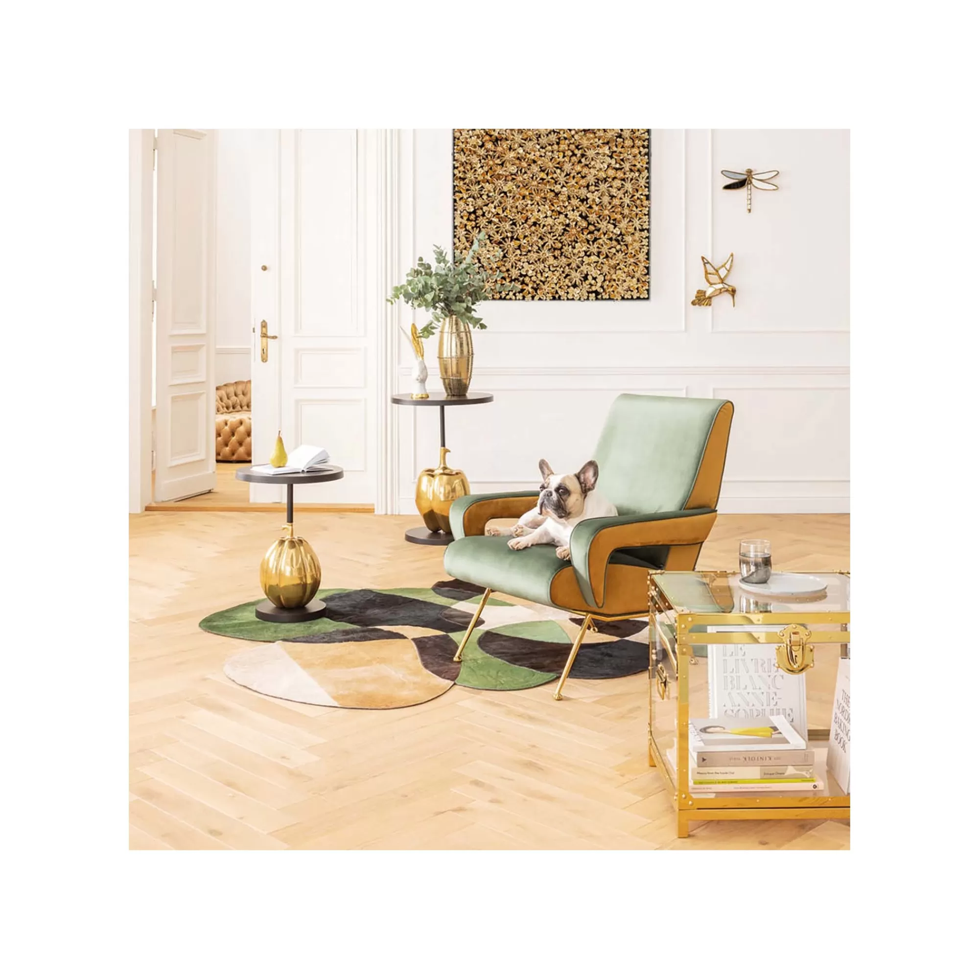 KARE Design Fauteuil Luna Velours Vert ^ Fauteuil