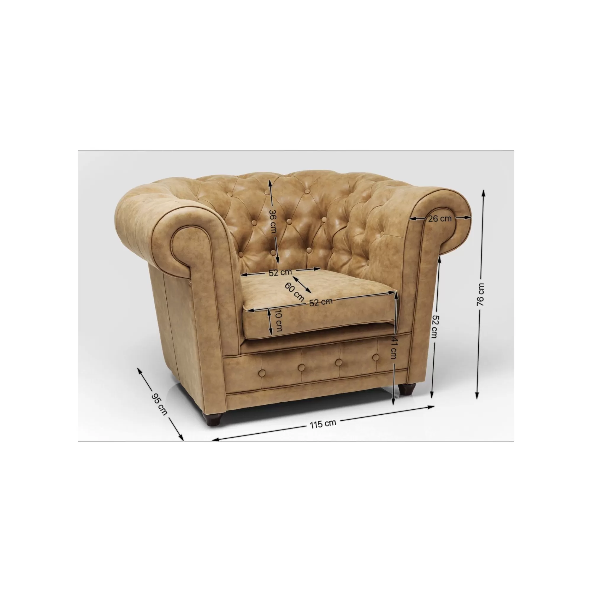 KARE Design Fauteuil Oxford Vintage Rivet ^ Fauteuil