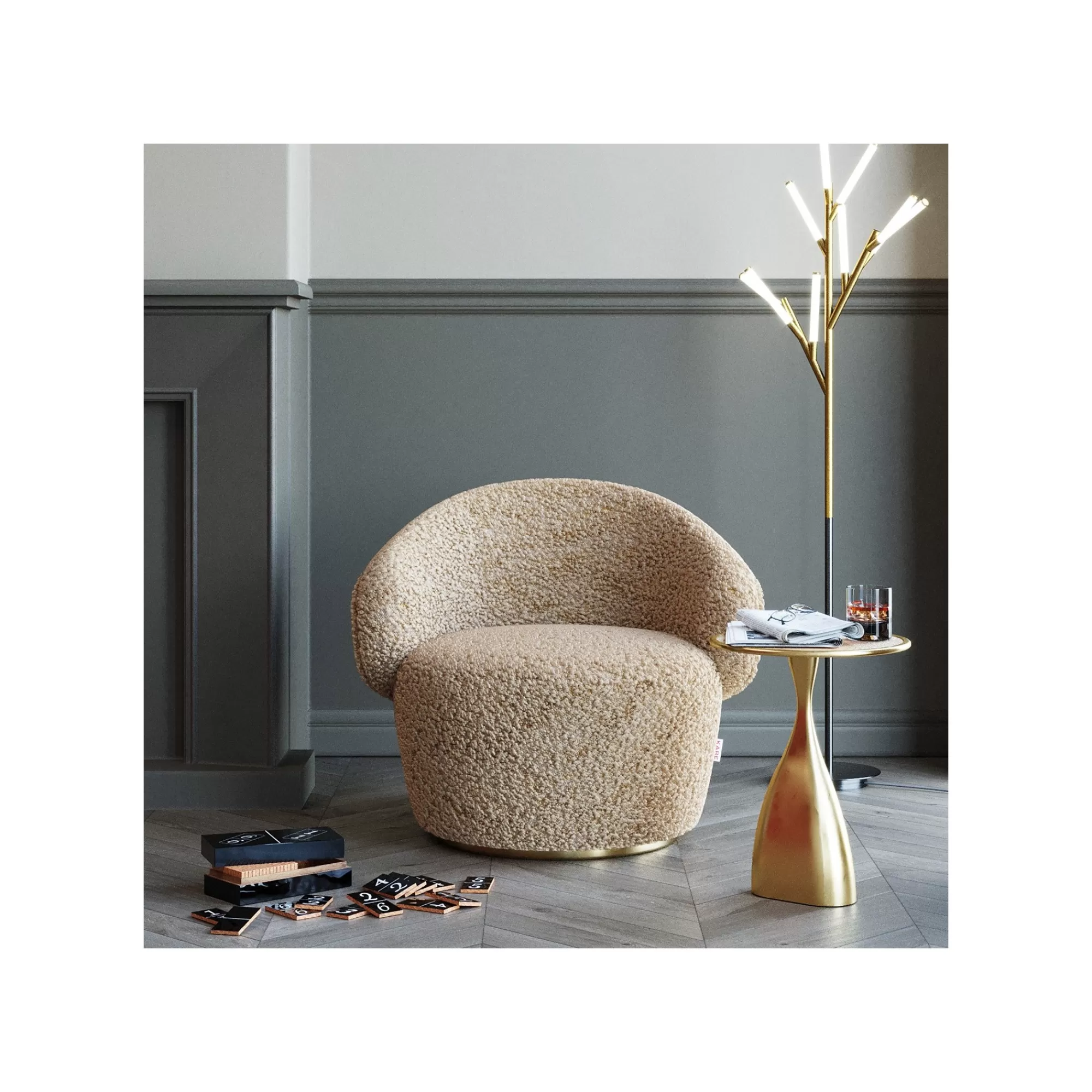 KARE Design Fauteuil Pivotant Carella Taupe ^ Fauteuil