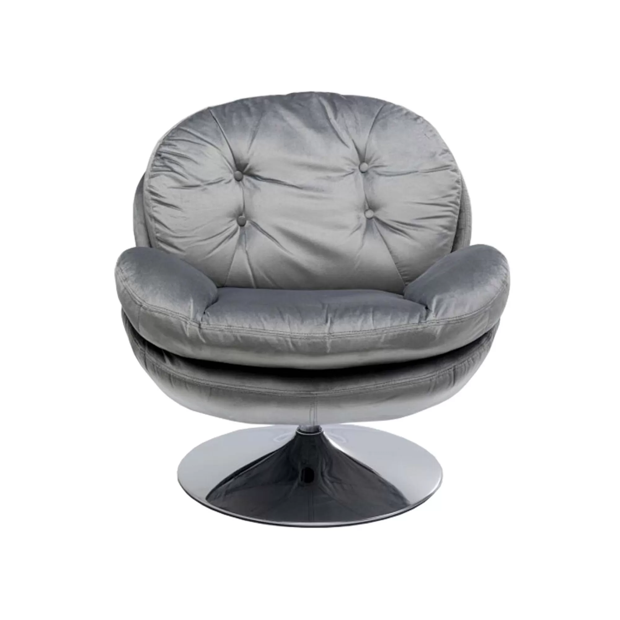 KARE Design Fauteuil Pivotant Cosy Velours Gris ^ Fauteuil