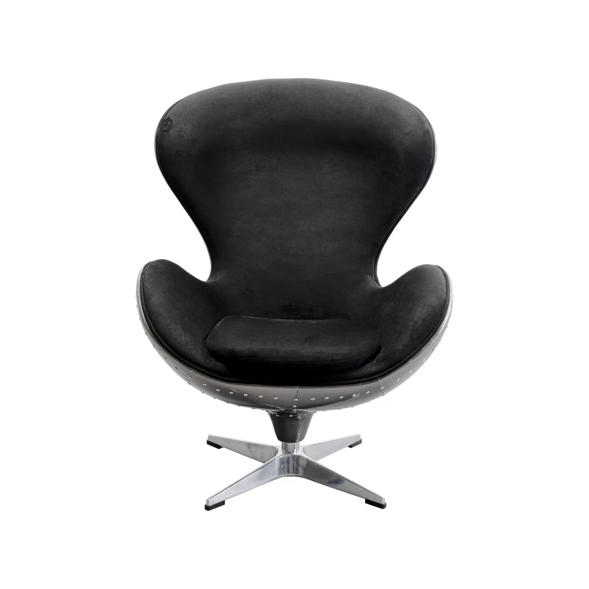 KARE Design Fauteuil Pivotant Lounge Noir Et Gris Rivets ^ Fauteuil