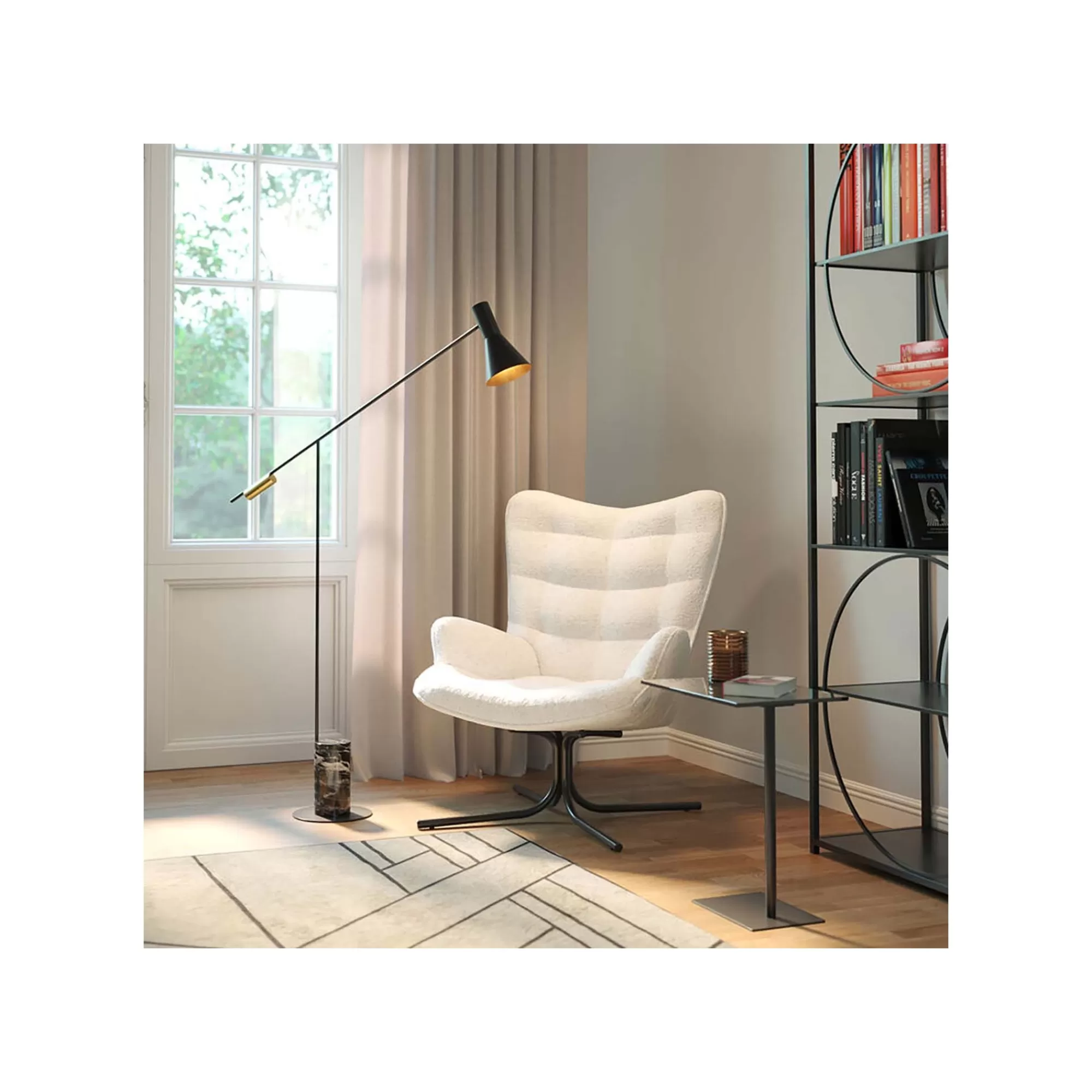 KARE Design Fauteuil Pivotant Oscar Boucle Crème ^ Fauteuil