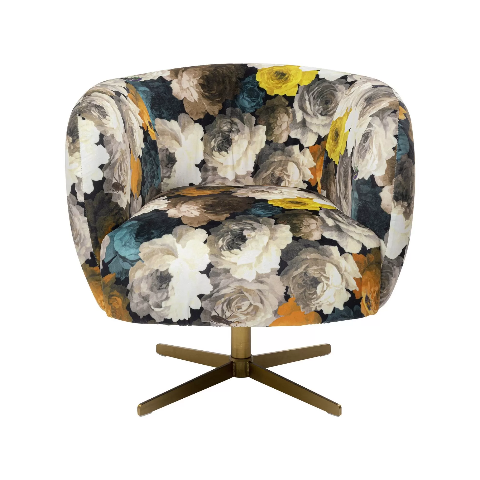 KARE Design Fauteuil Pivotant Pivoines Jaunes ^ Fauteuil