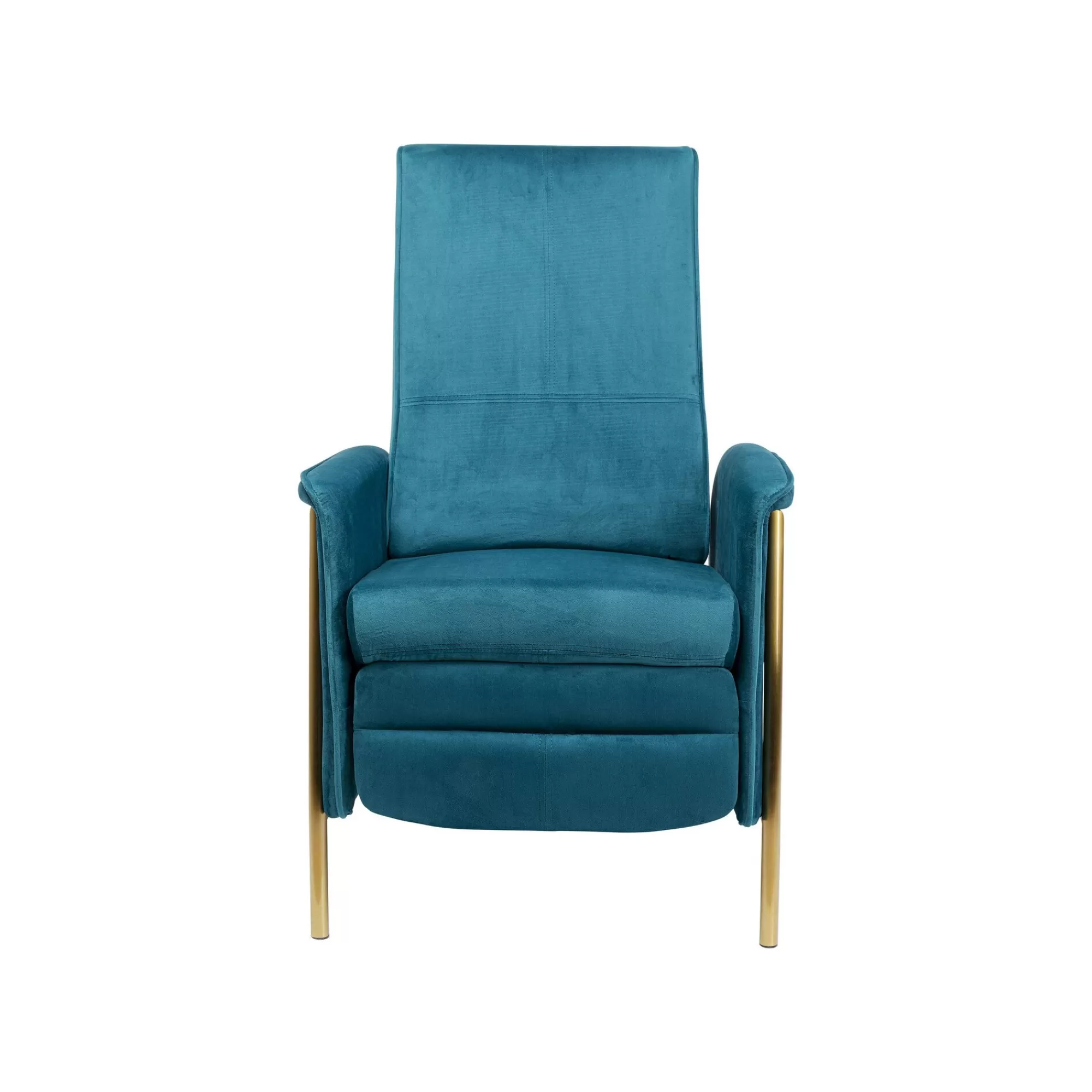 KARE Design Fauteuil Relax Lazy Velours Bleu Pétrole ^ Fauteuil