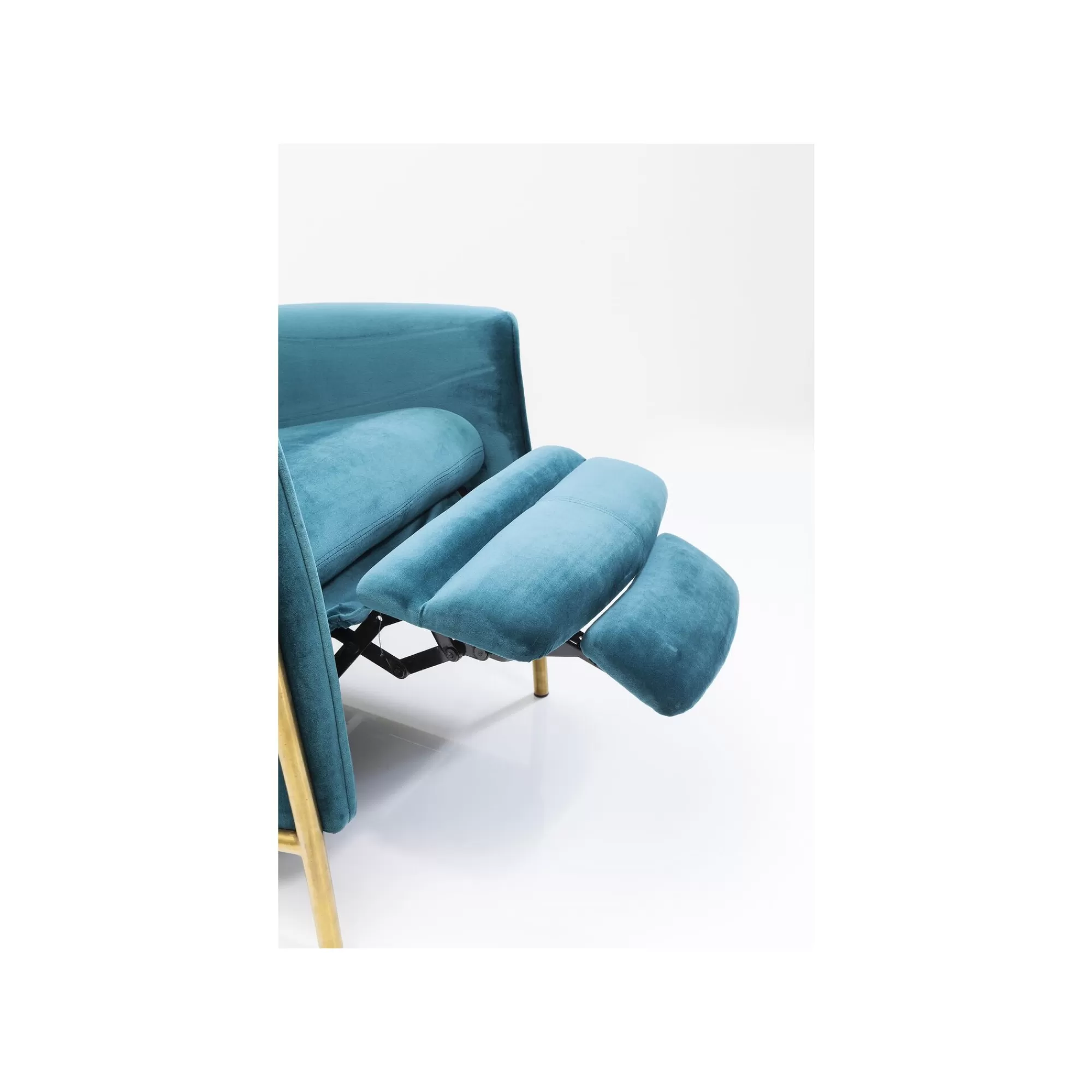 KARE Design Fauteuil Relax Lazy Velours Bleu Pétrole ^ Fauteuil