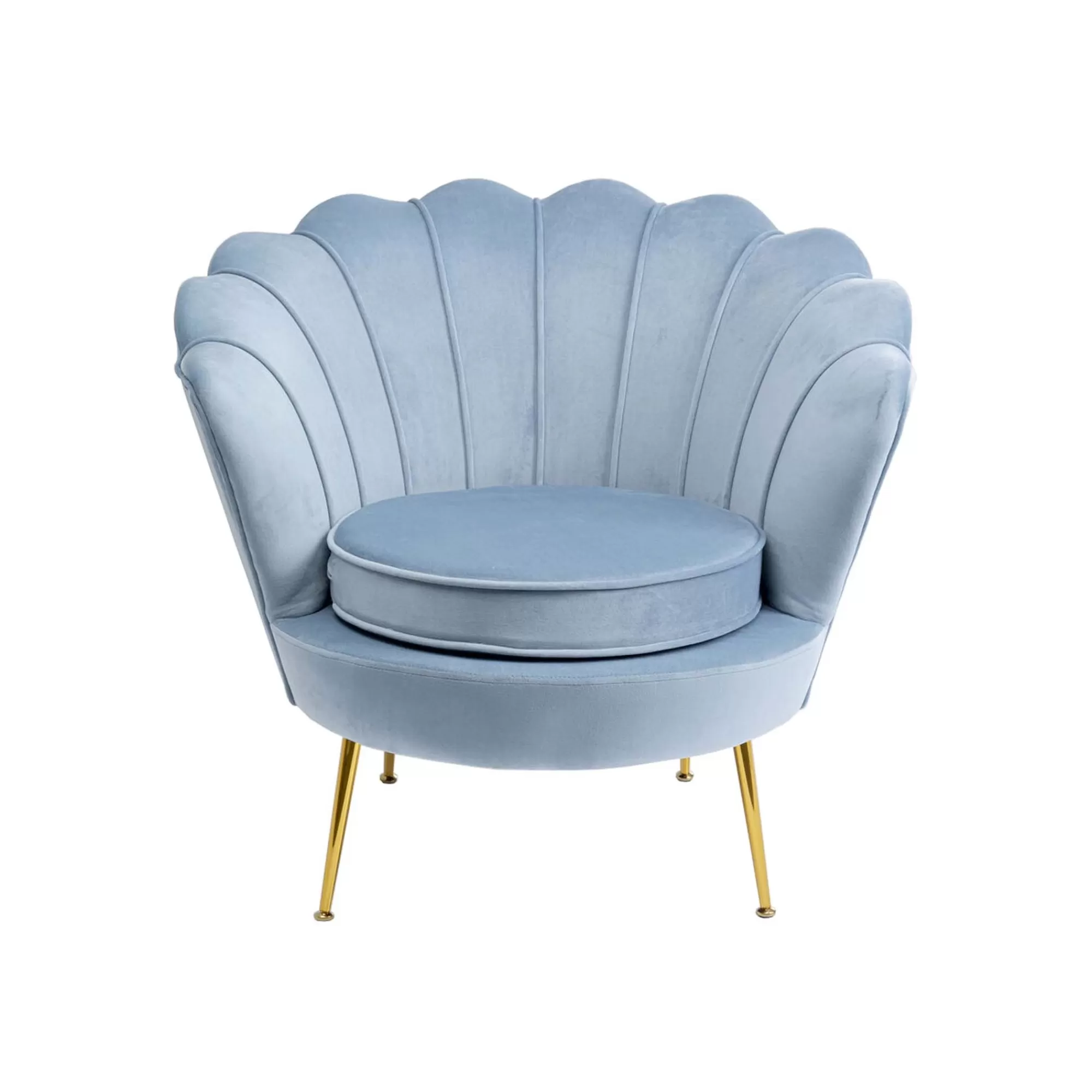 KARE Design Fauteuil Water Lily Velours Bleu Et Acier Doré ^ Fauteuil