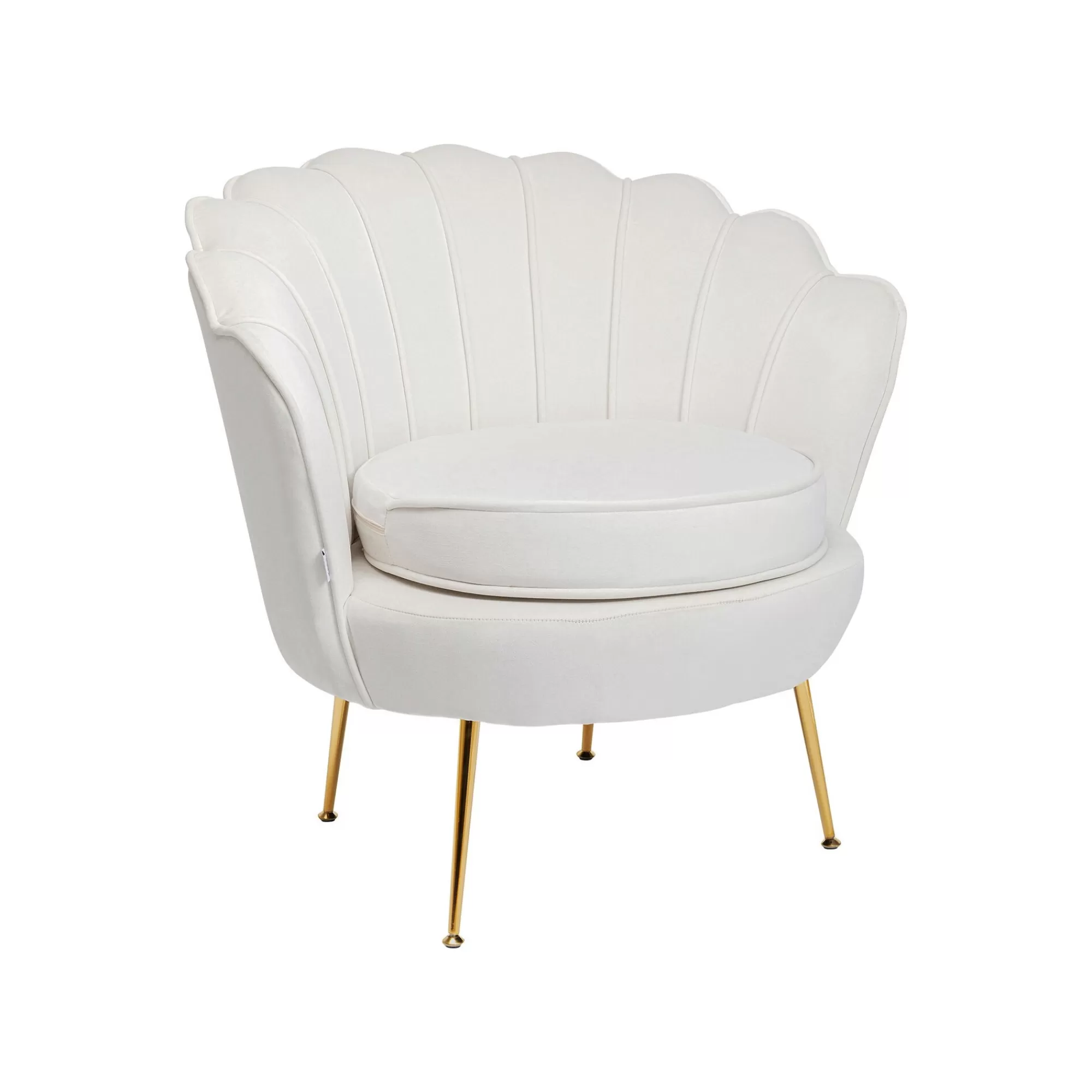 KARE Design Fauteuil Water Lily Velours écru Et Acier Doré ^ Fauteuil