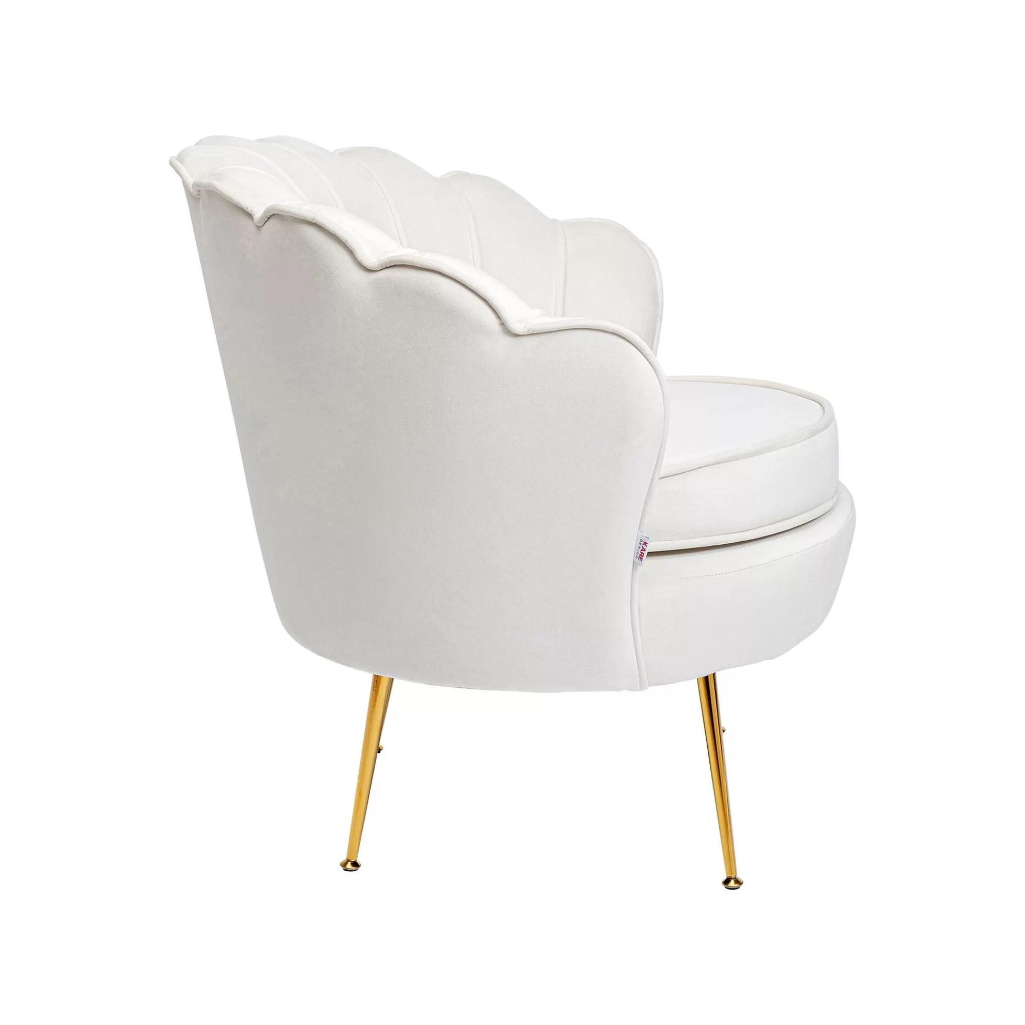KARE Design Fauteuil Water Lily Velours écru Et Acier Doré ^ Fauteuil