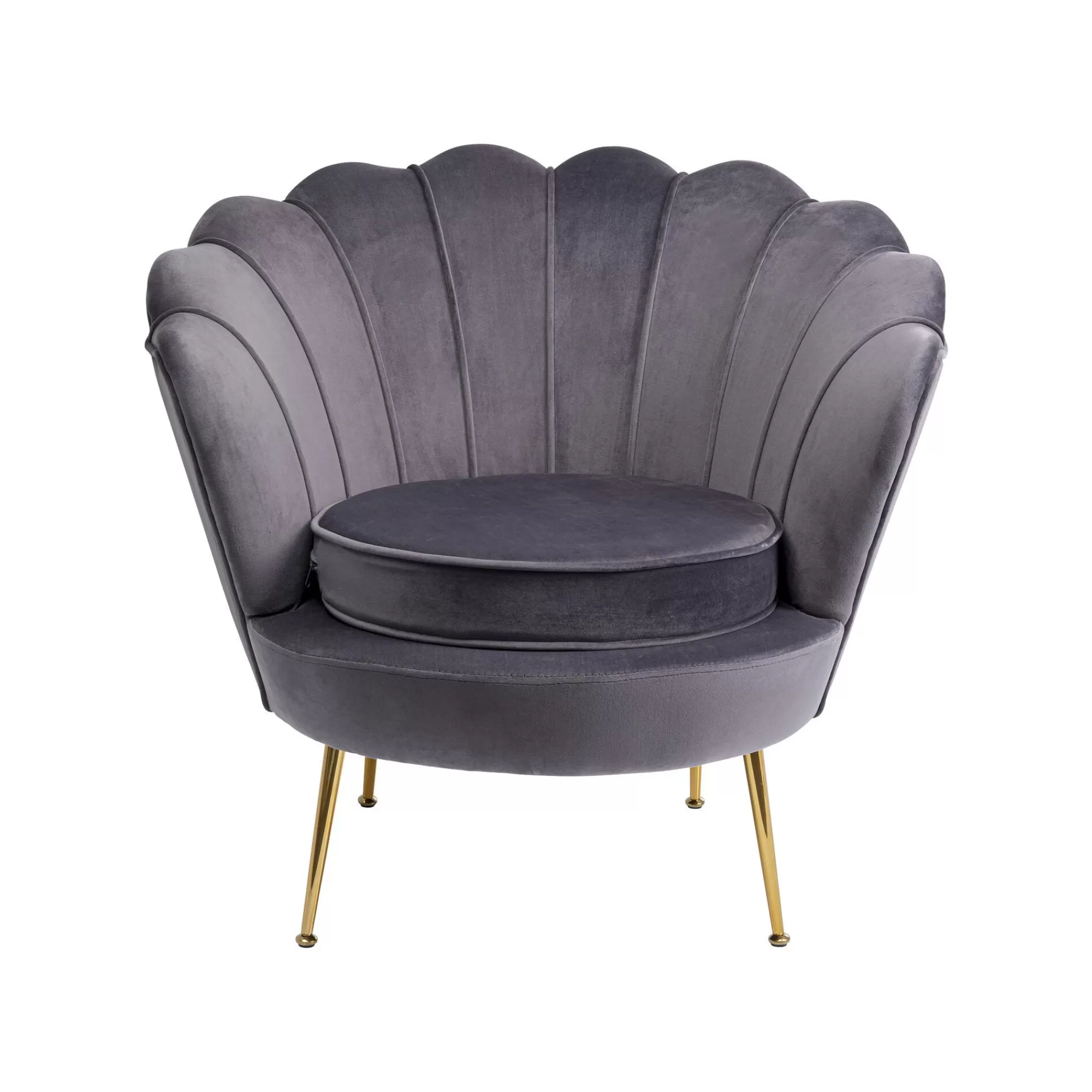 KARE Design Fauteuil Water Lily Velours Gris Et Acier Doré ^ Fauteuil