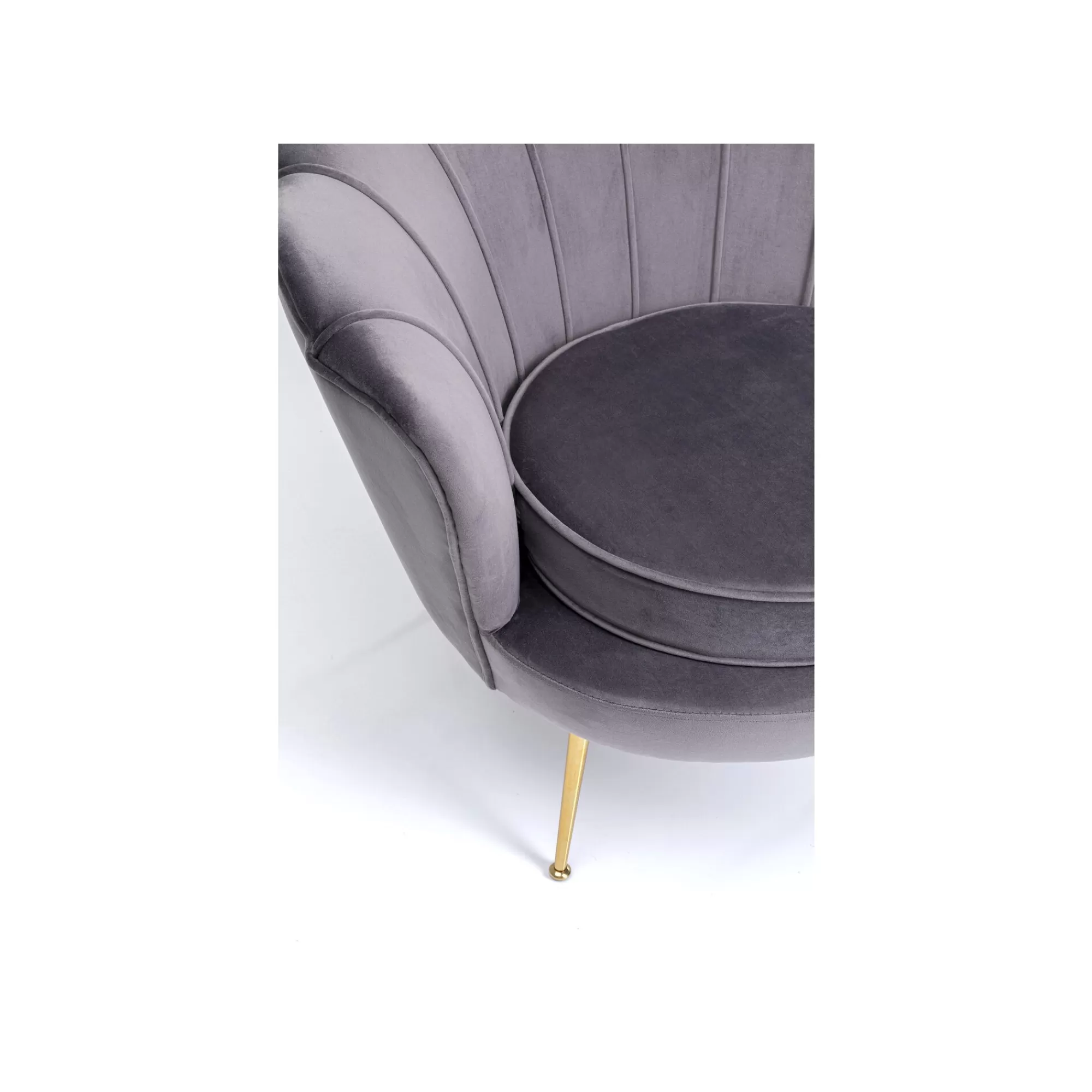 KARE Design Fauteuil Water Lily Velours Gris Et Acier Doré ^ Fauteuil