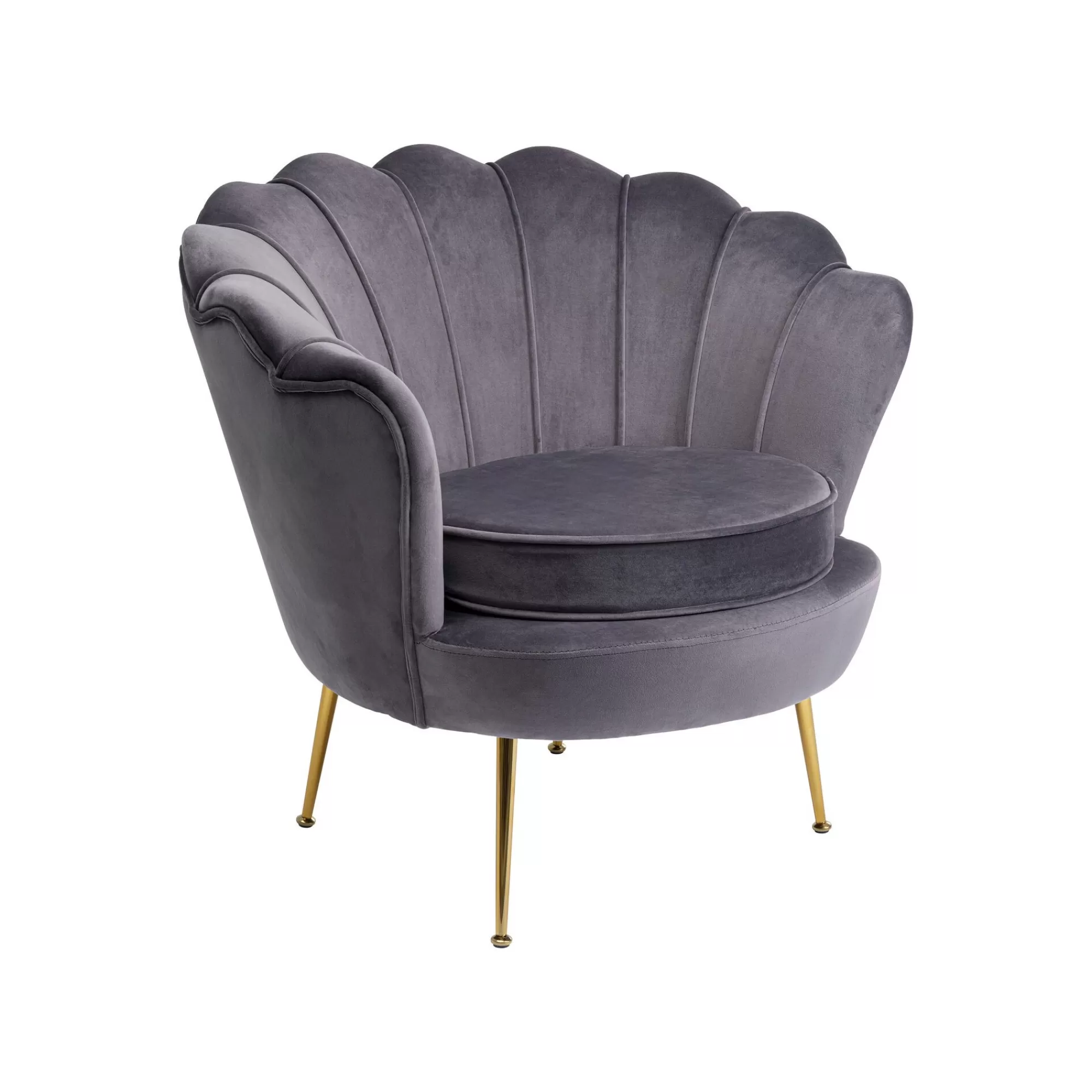 KARE Design Fauteuil Water Lily Velours Gris Et Acier Doré ^ Fauteuil