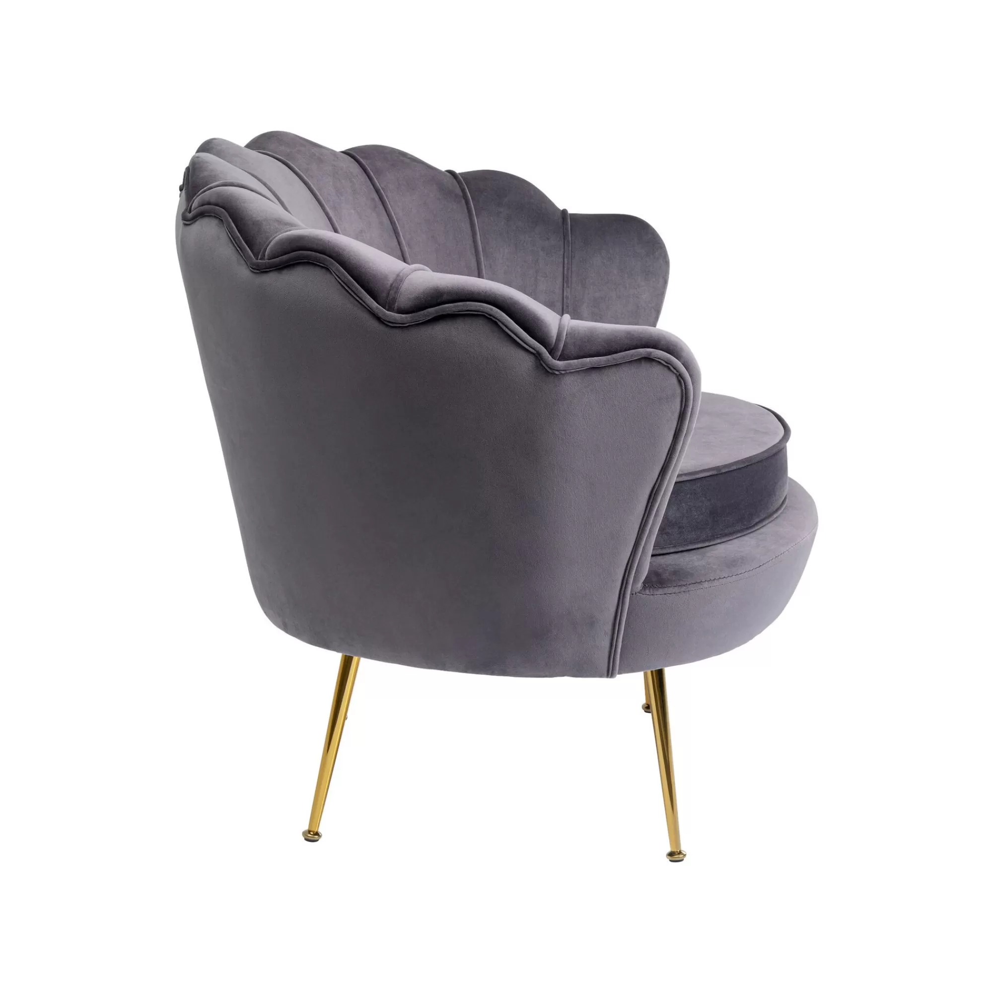 KARE Design Fauteuil Water Lily Velours Gris Et Acier Doré ^ Fauteuil