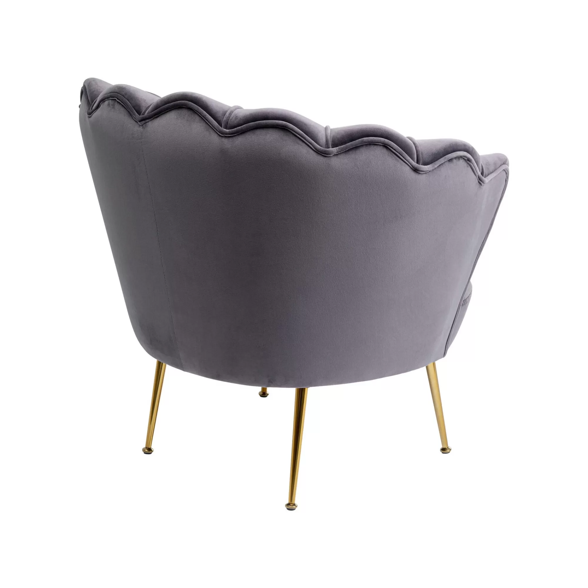 KARE Design Fauteuil Water Lily Velours Gris Et Acier Doré ^ Fauteuil