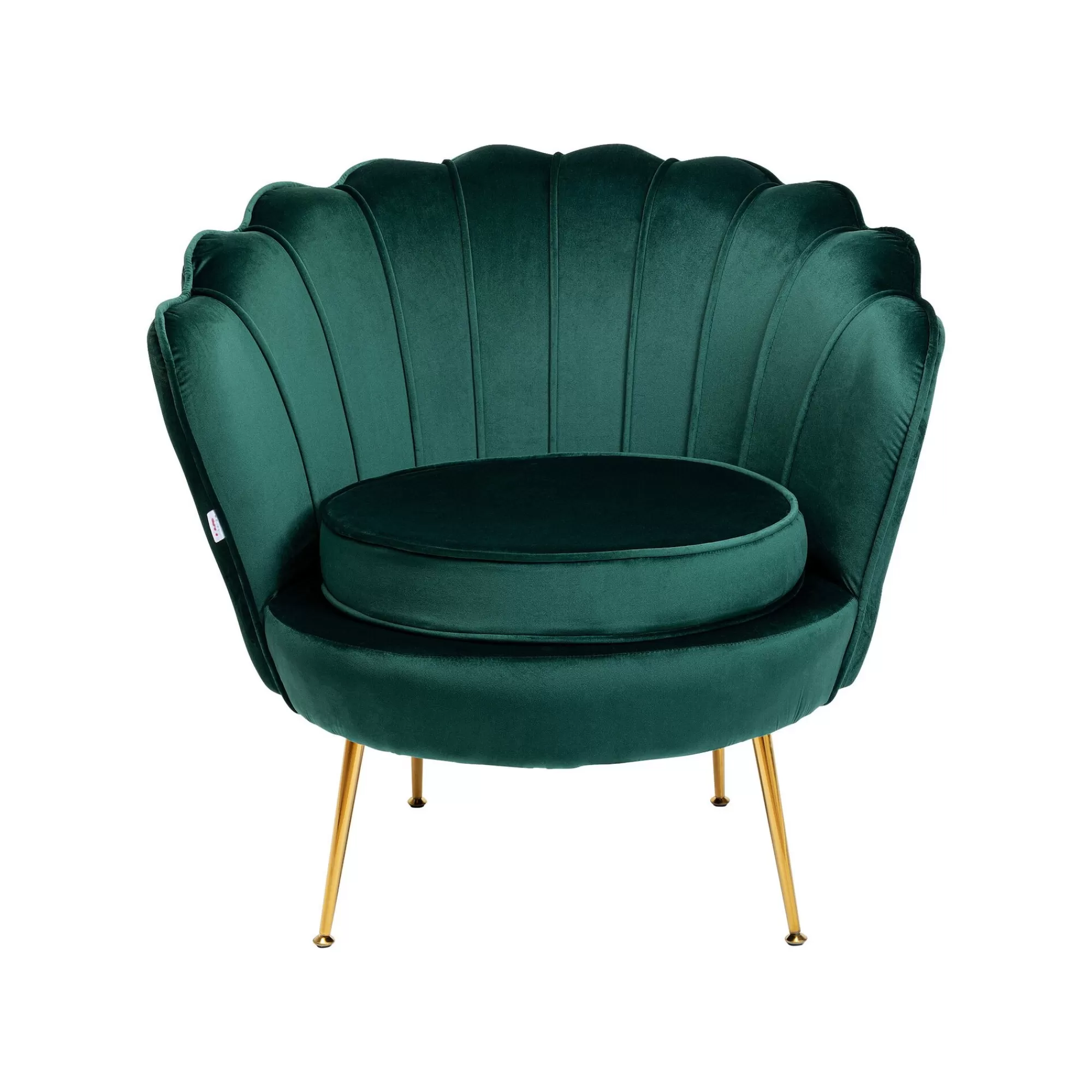 KARE Design Fauteuil Water Lily Velours Vert Et Acier Doré ^ Fauteuil