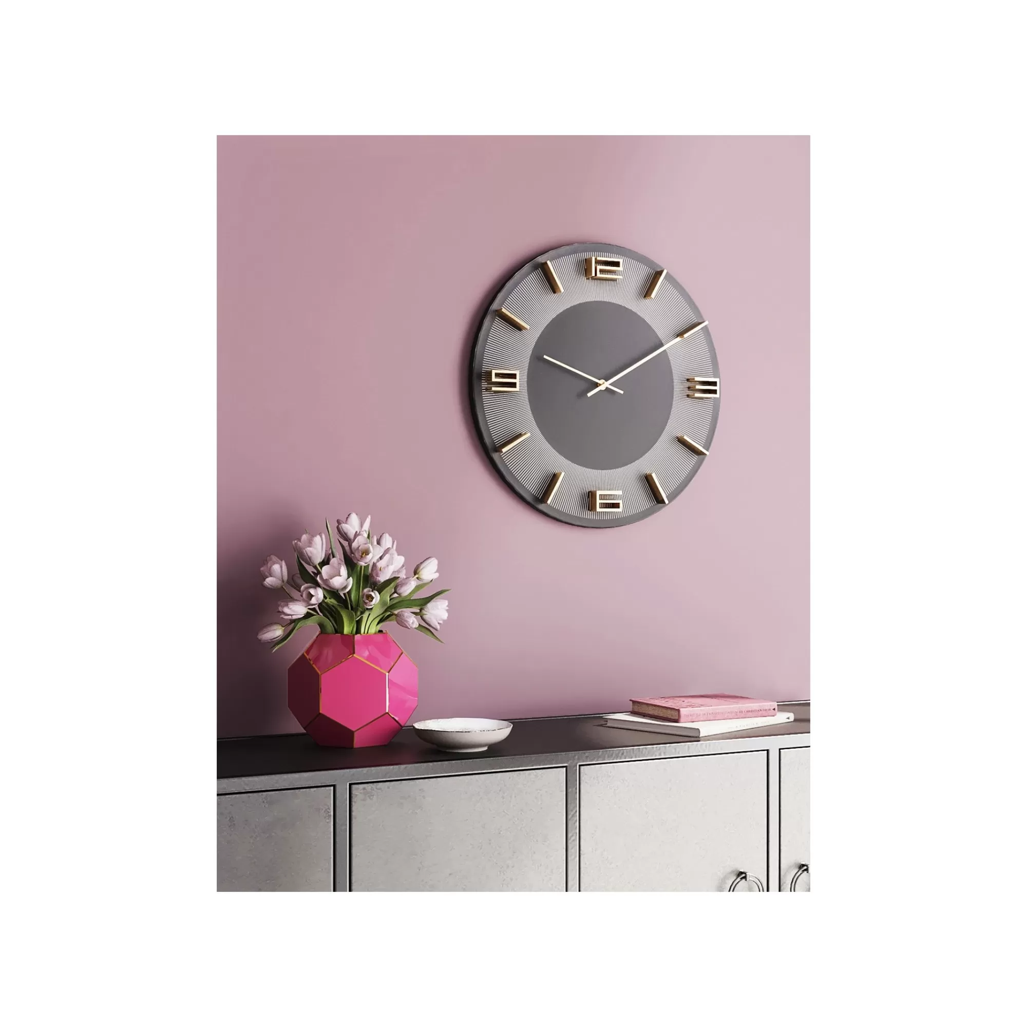KARE Design Horloge Murale Leonardo Grise Et Dorée ^ Horloge