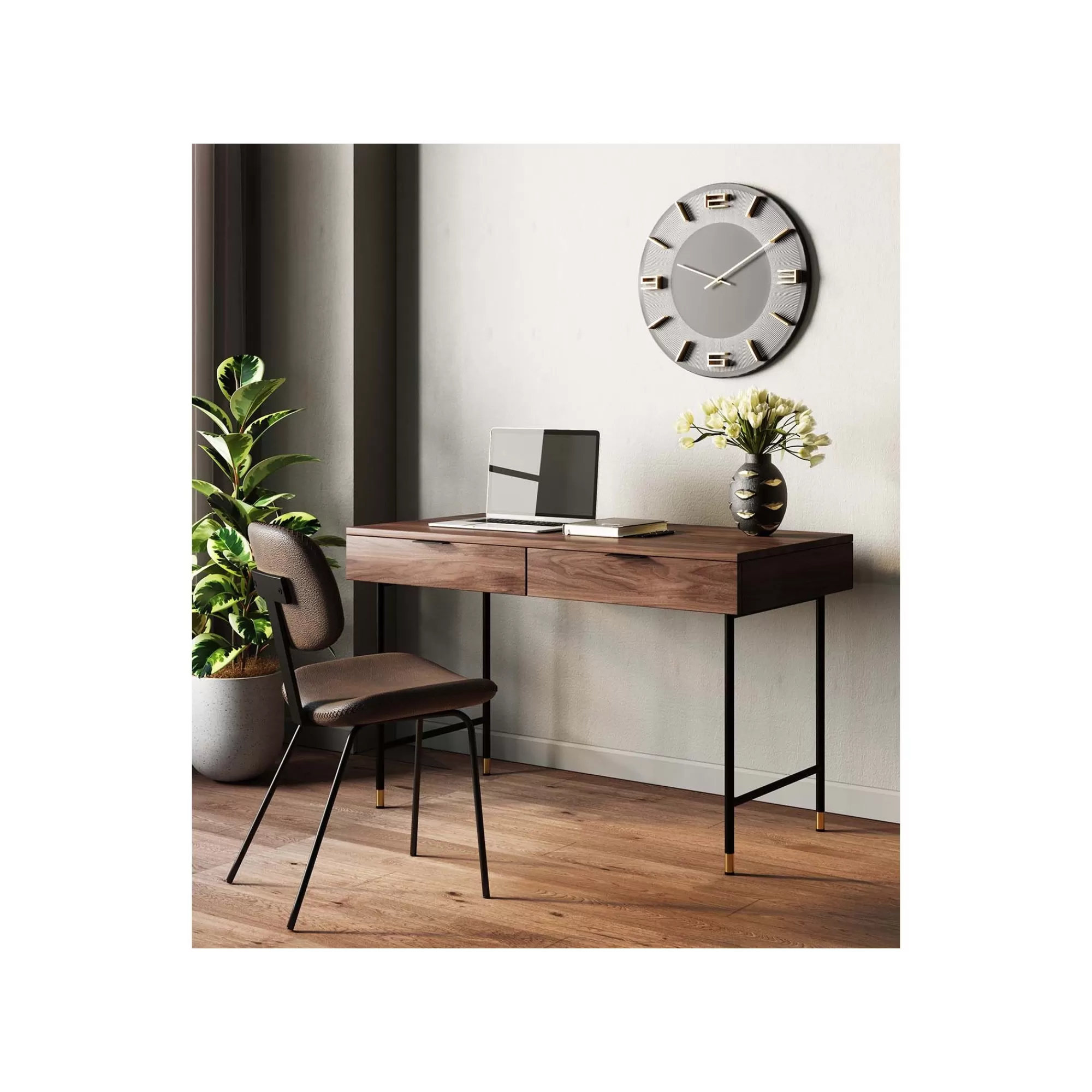 KARE Design Horloge Murale Leonardo Noire Et Dorée ^ Horloge