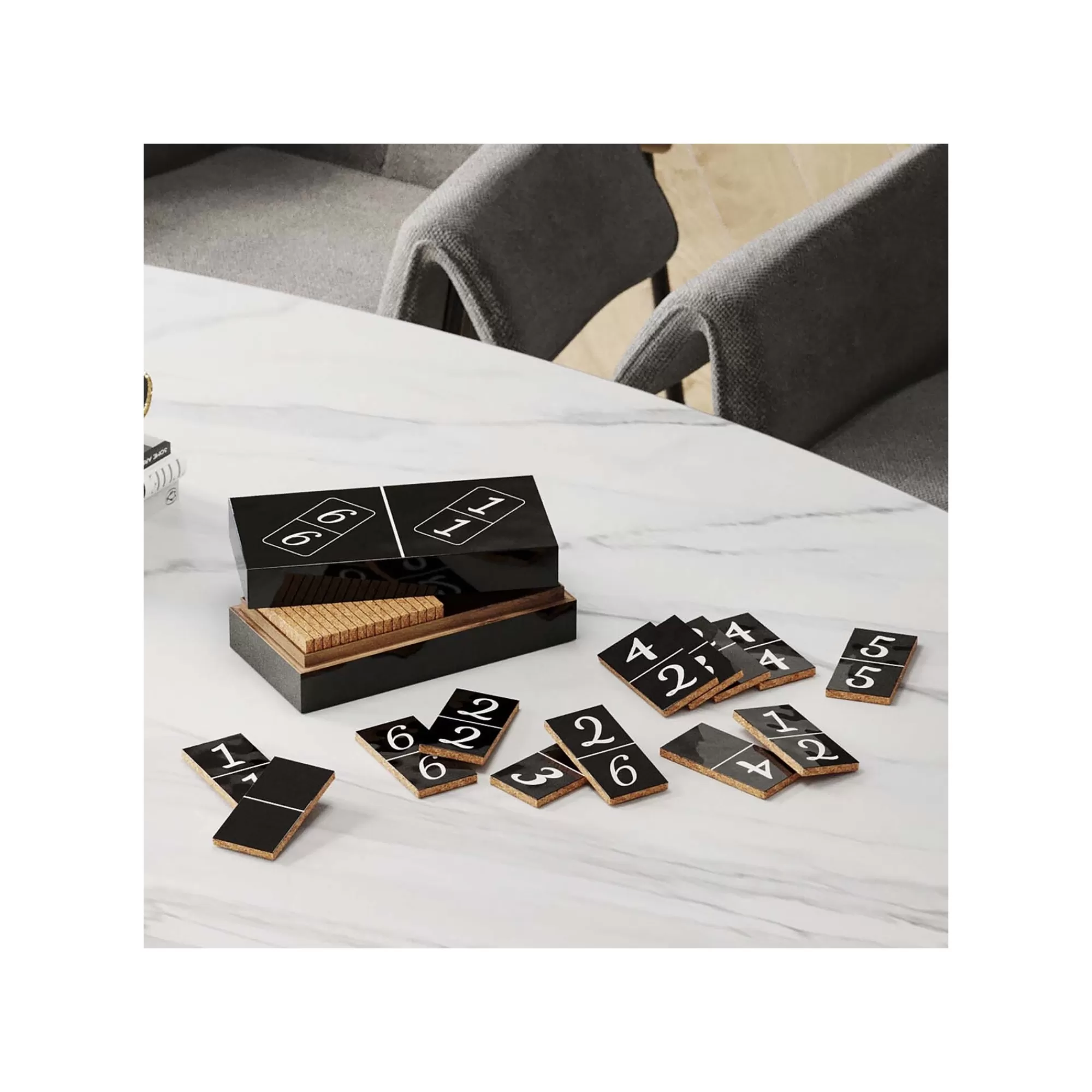 KARE Design Jeu De Dominos Noirs Coffret ^ Jeu