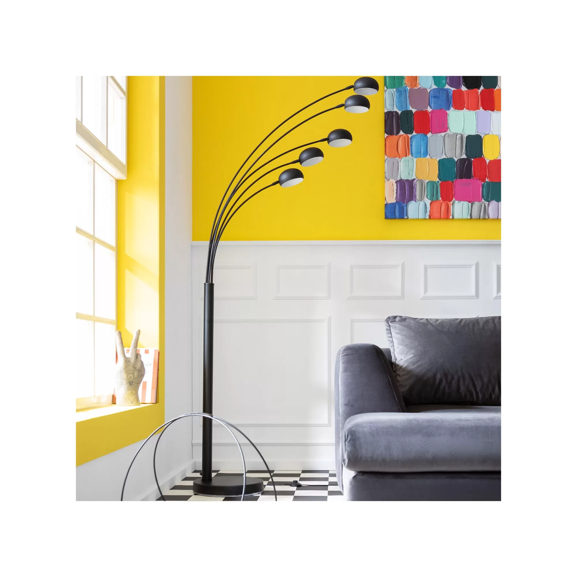 KARE Design Lampadaire Five Fingers 201cm Noir Mat ^ Lampadaire