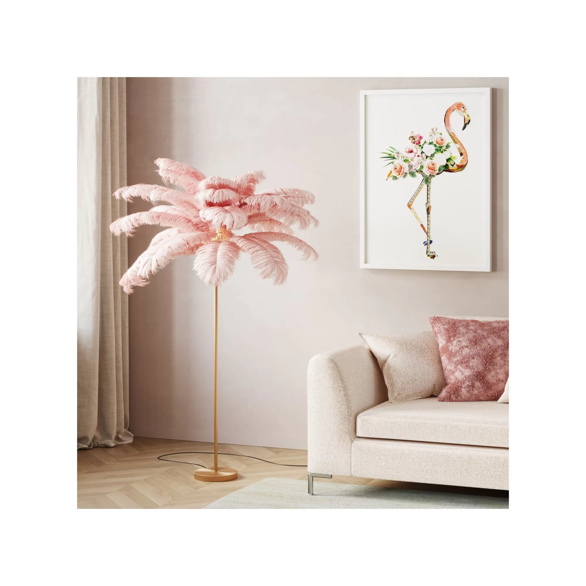 KARE Design Lampadaire Plumes 165cm Rose ^ Lampadaire