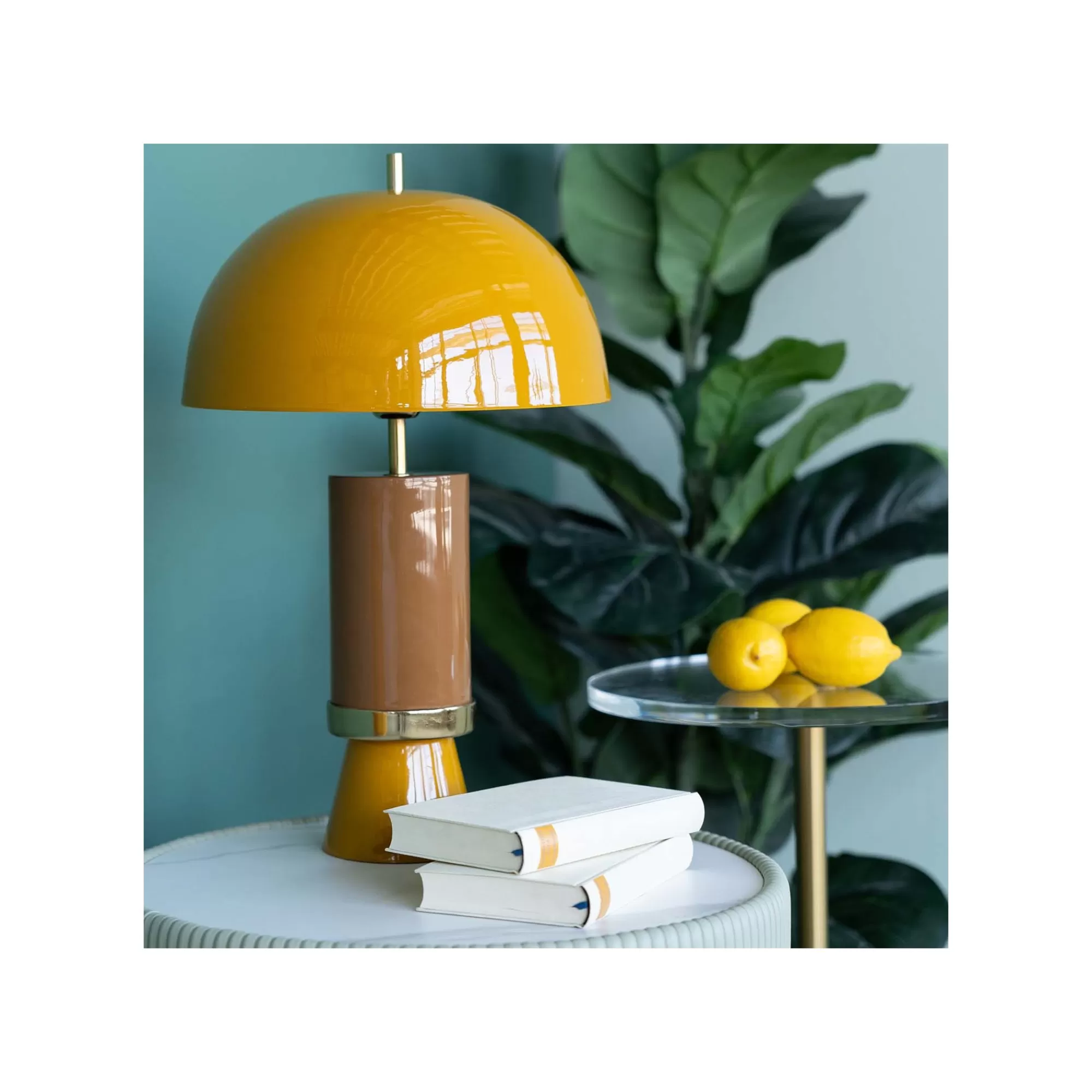 KARE Design Lampe Josy Jaune Et Marron ^ Lampe De Table