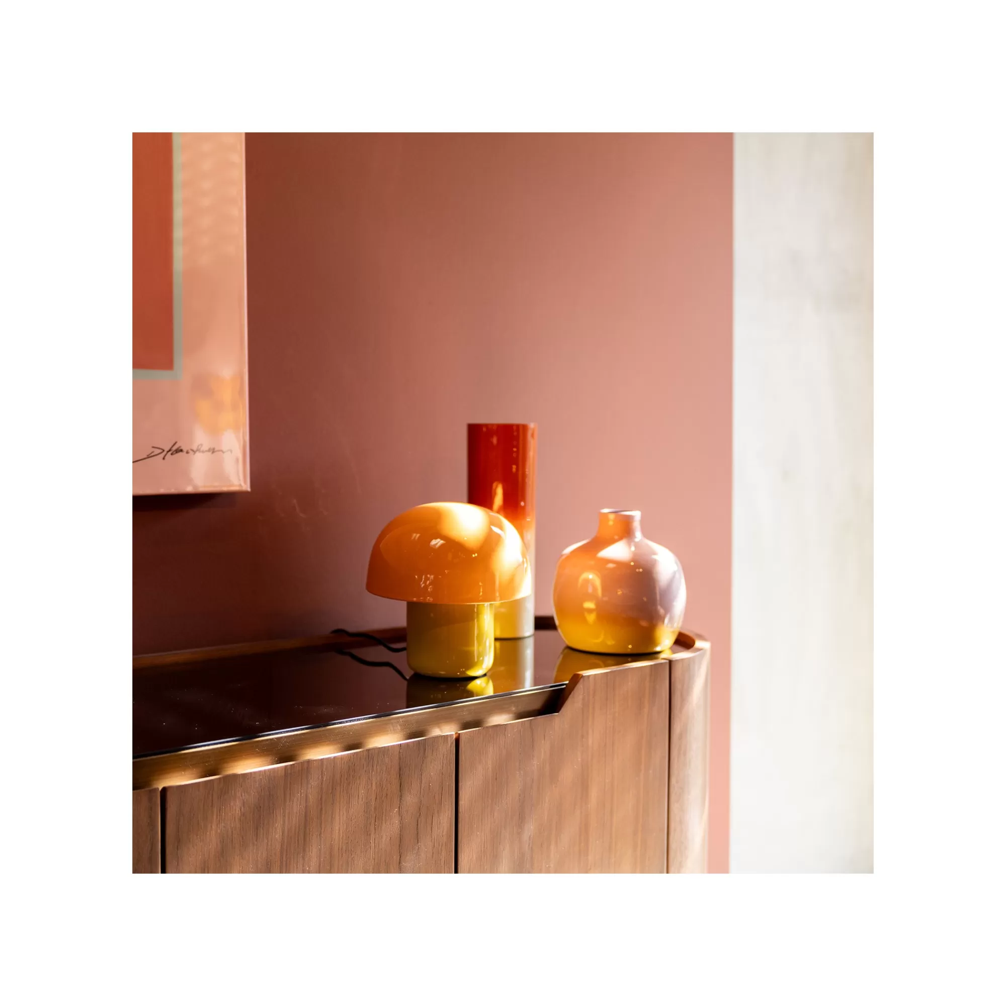 KARE Design Lampe Mushroom Duo 20cm Orange Et Jaune ^ Lampe De Table