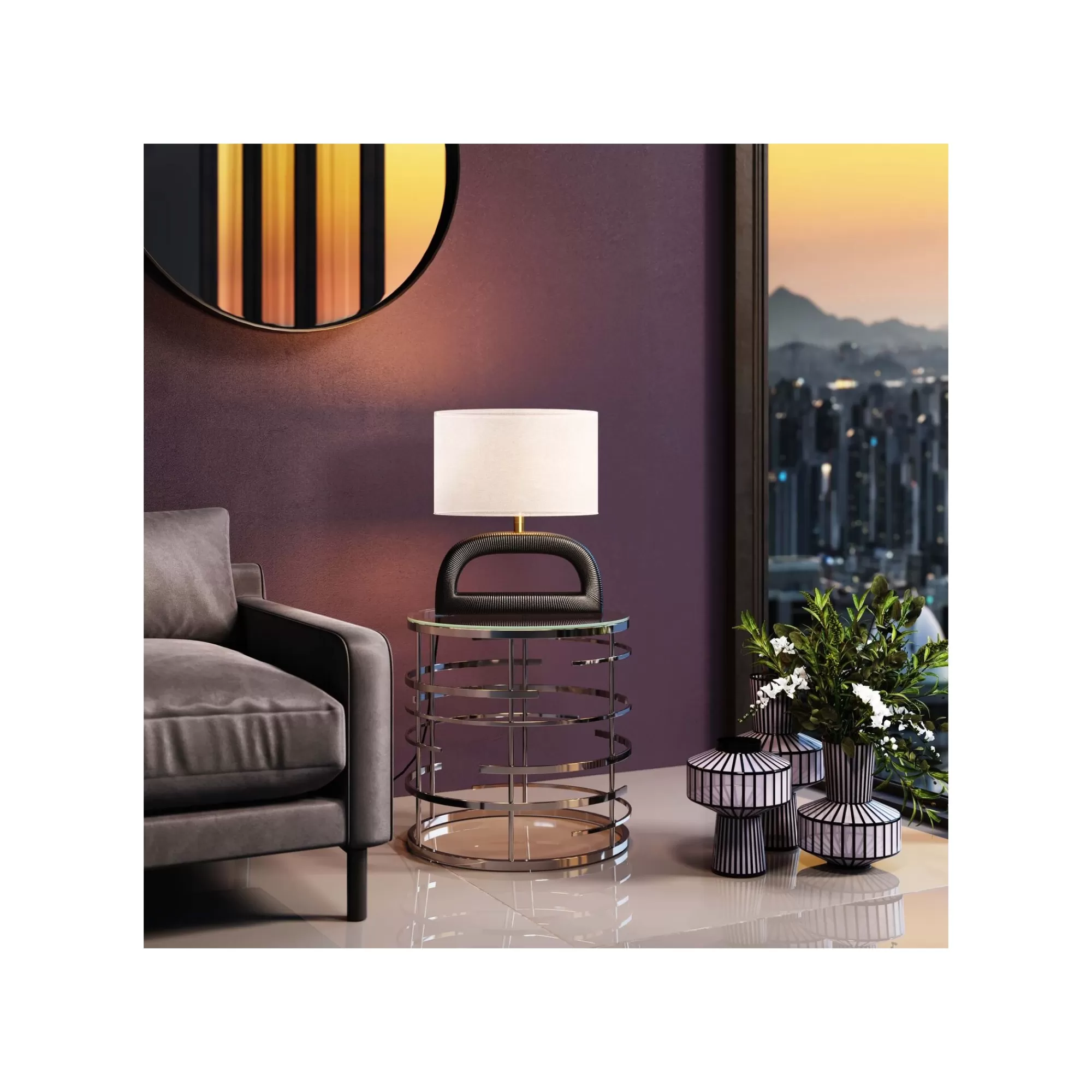 KARE Design Lampe Tube 52cm Noire Et Blanche ^ Lampe De Table