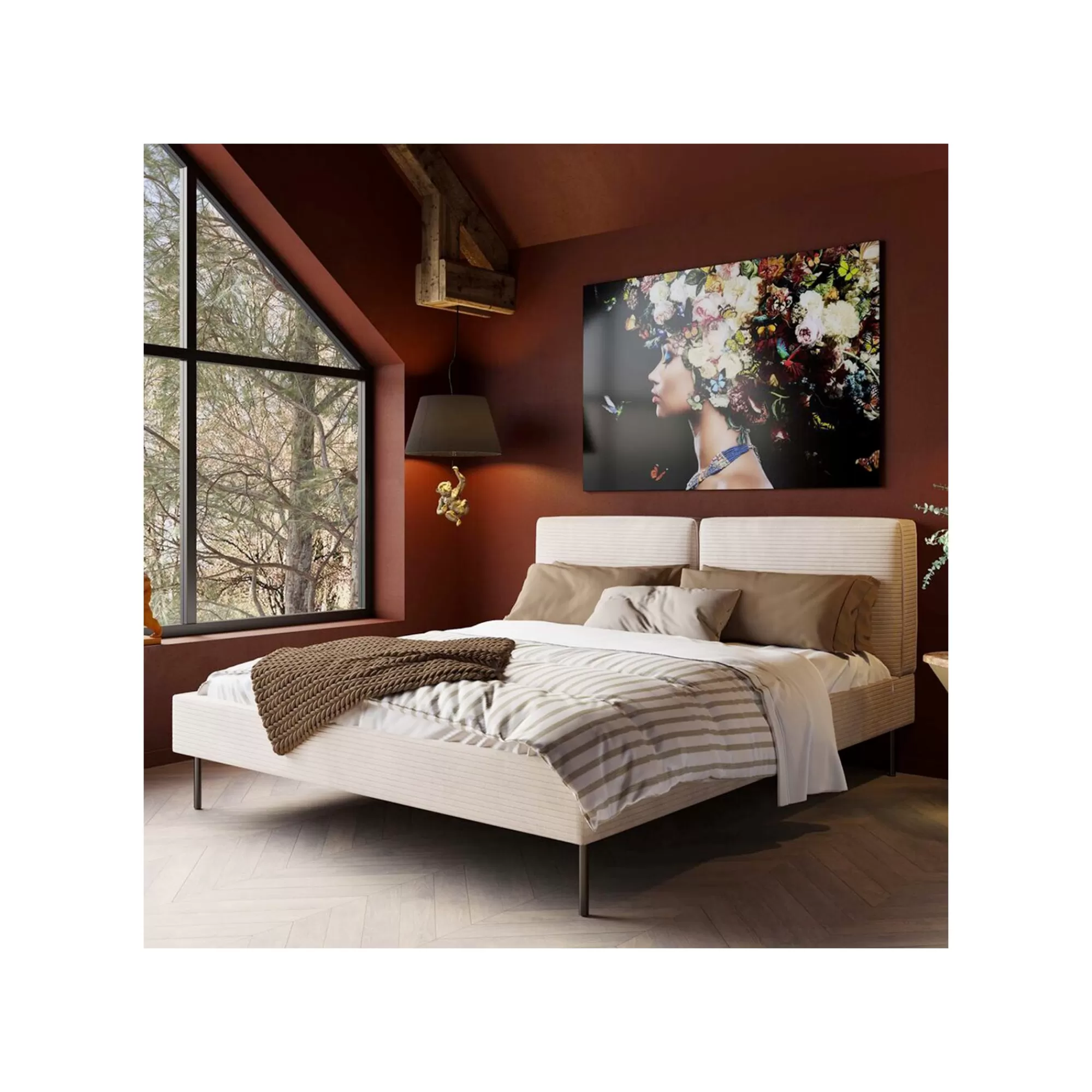 KARE Design Lit East Side Cord Côtelé Crème ^ Lit