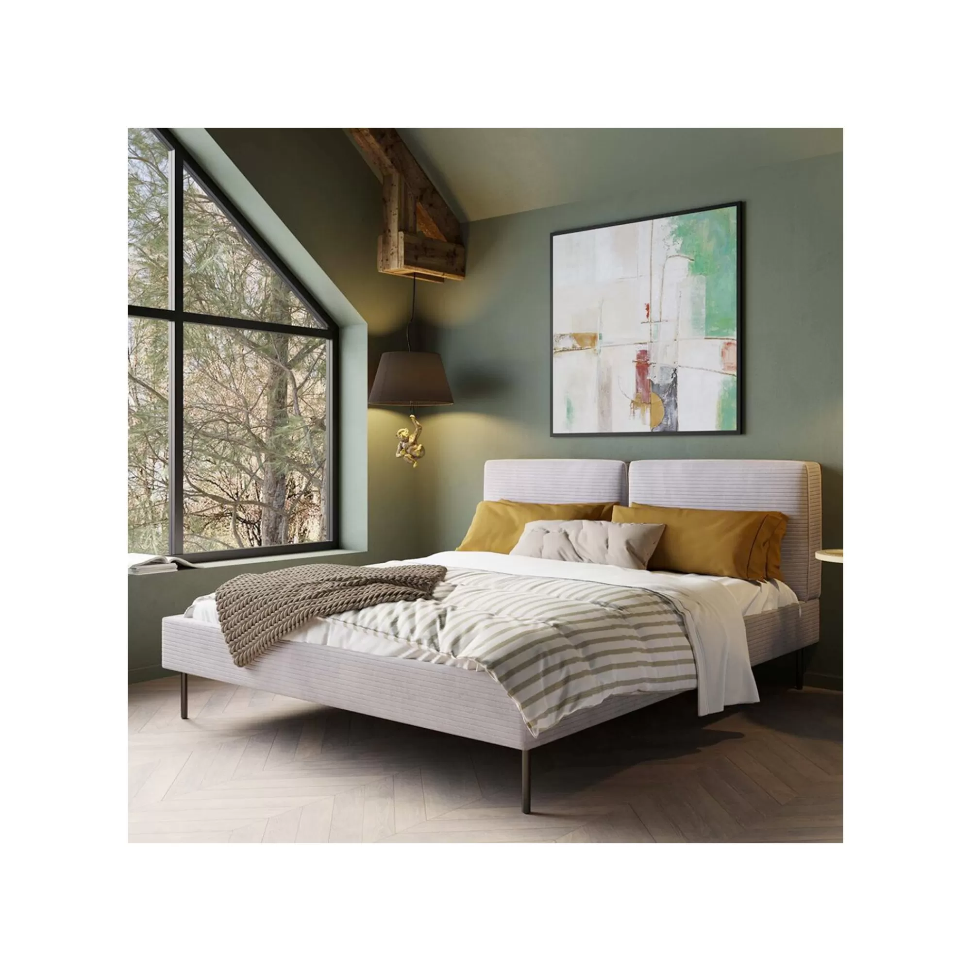 KARE Design Lit East Side Cord Côtelé Gris ^ Lit