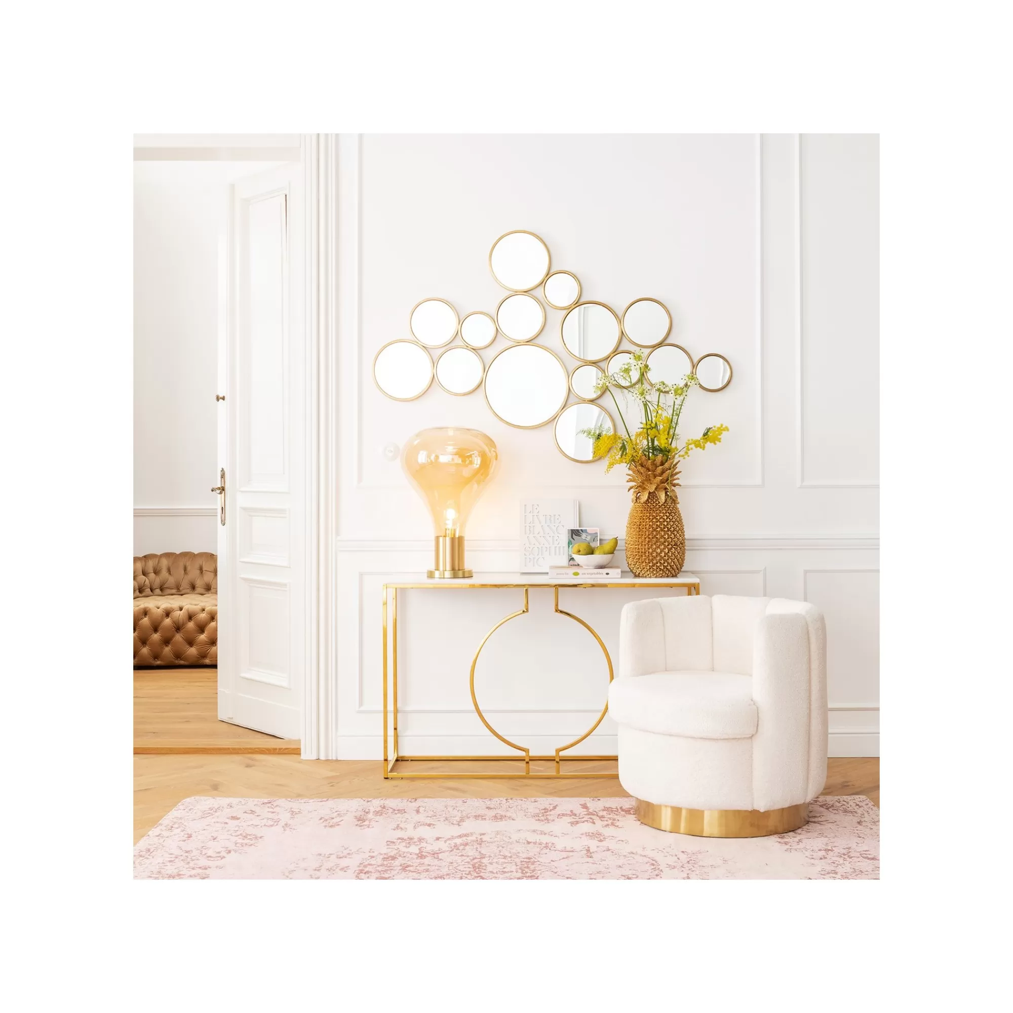 KARE Design Miroir Bubbles Laiton 93x138cm ^ Miroir