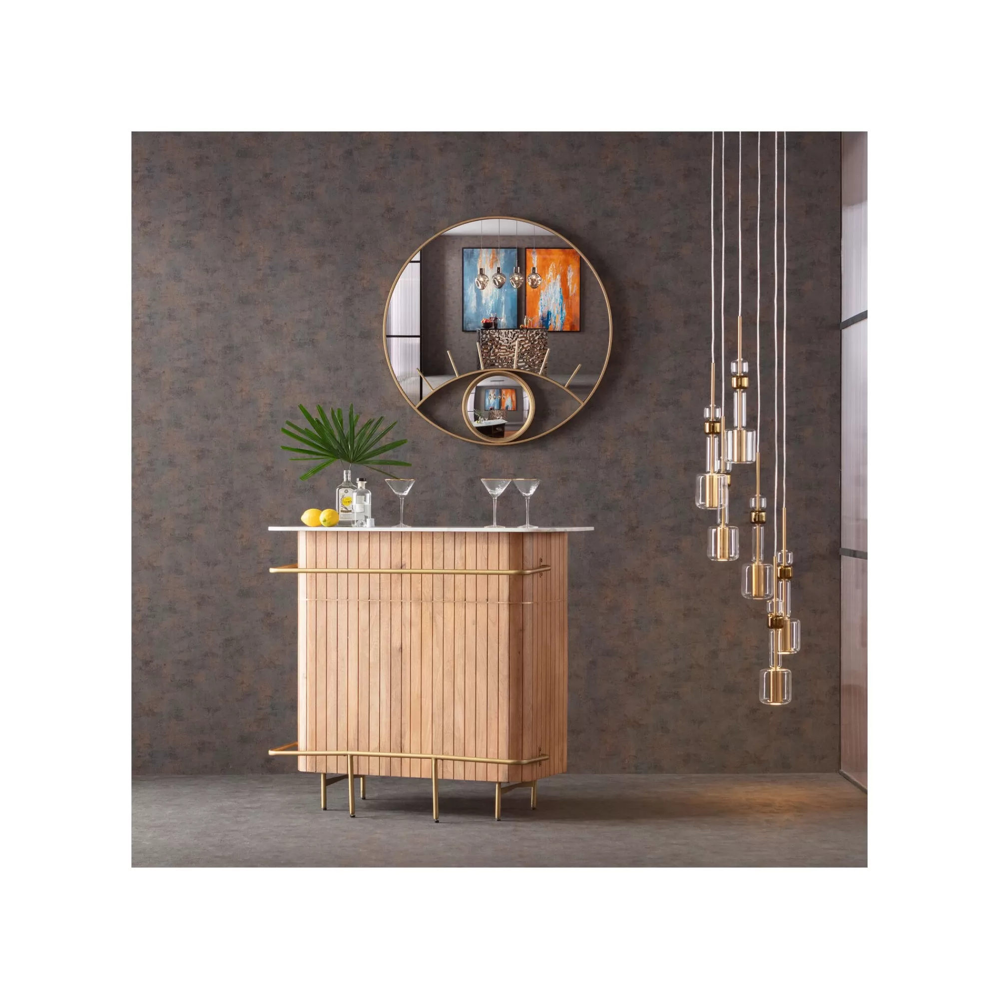 KARE Design Miroir Occhi Oeil Doré 100cm ^ Miroir