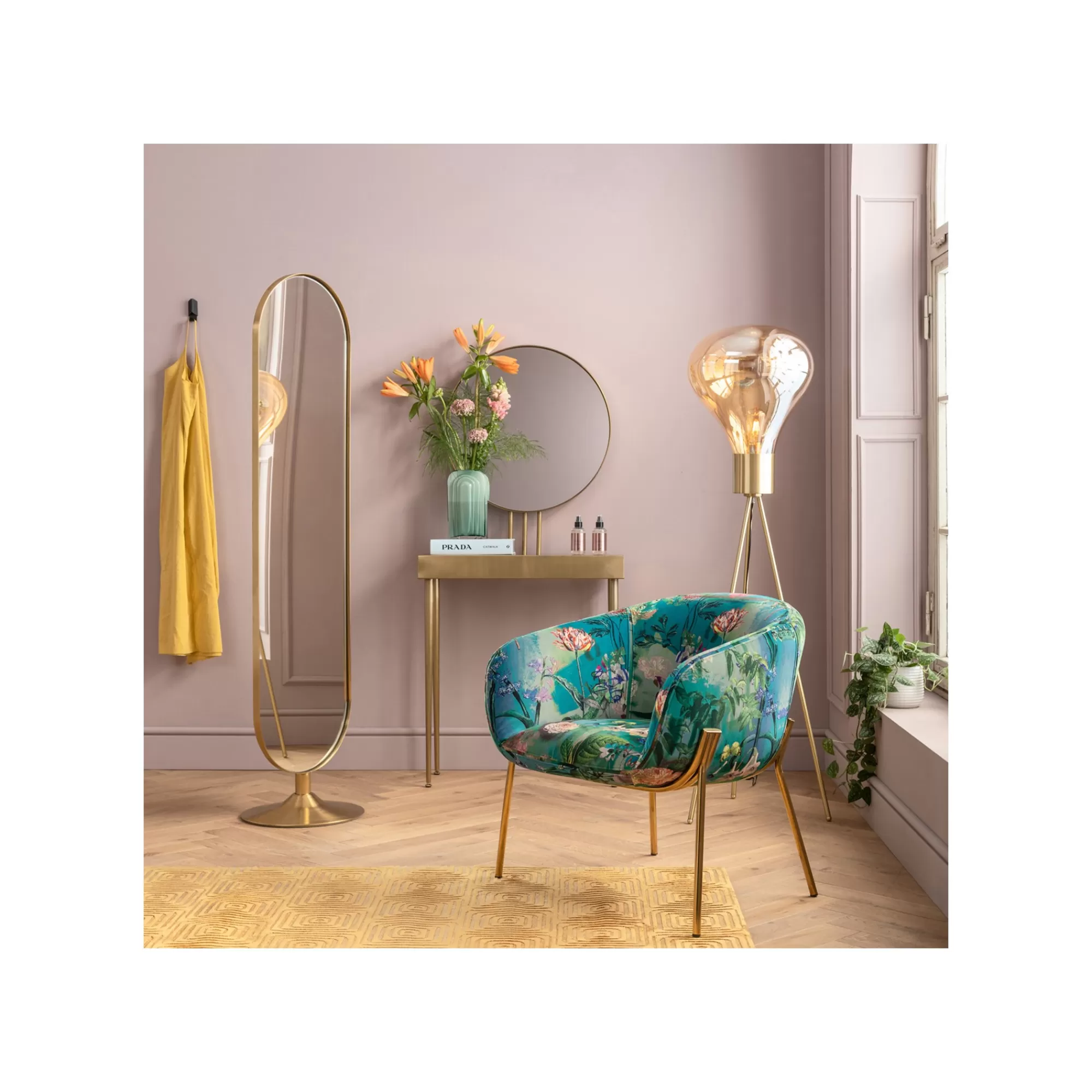 KARE Design Miroir Sur Pied Curve Laiton 170x40cm ^ Miroir
