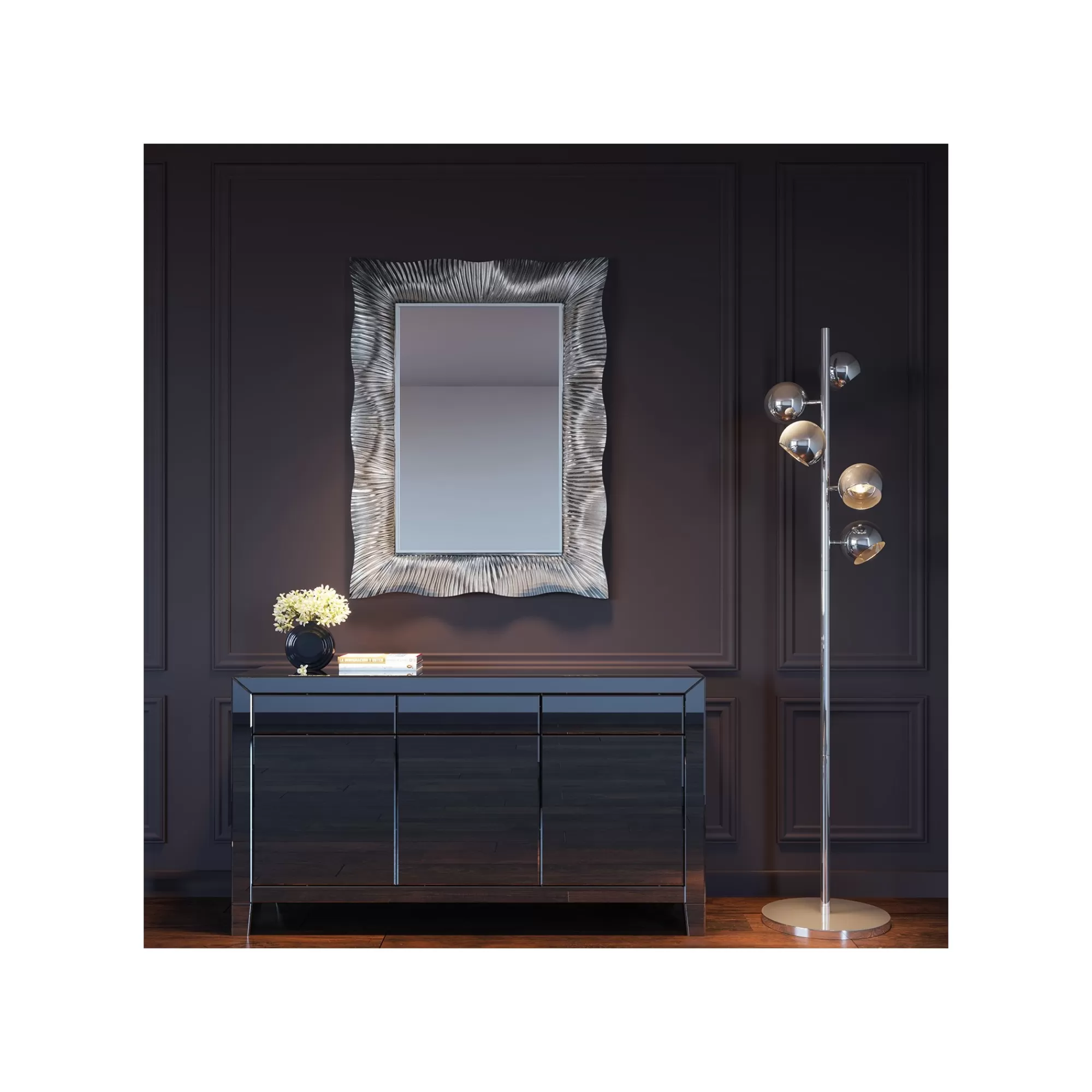 KARE Design Miroir Wavy 124x94cm Argenté ^ Miroir