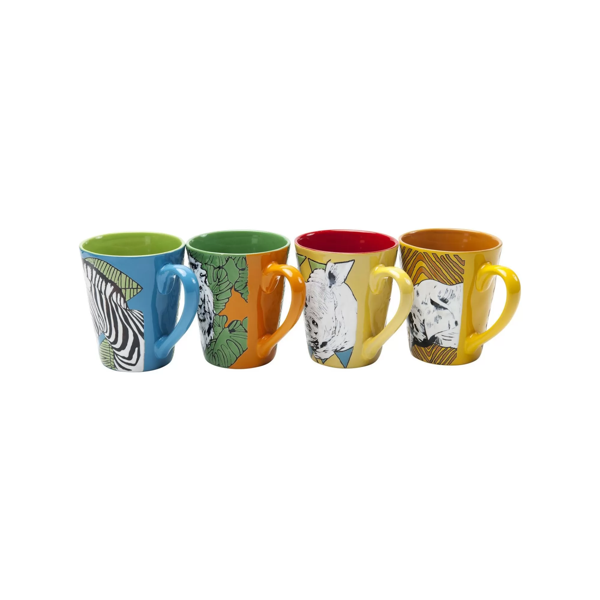 KARE Design Mugs Animaux De La Savane Set De 4 ^ Vaisselle