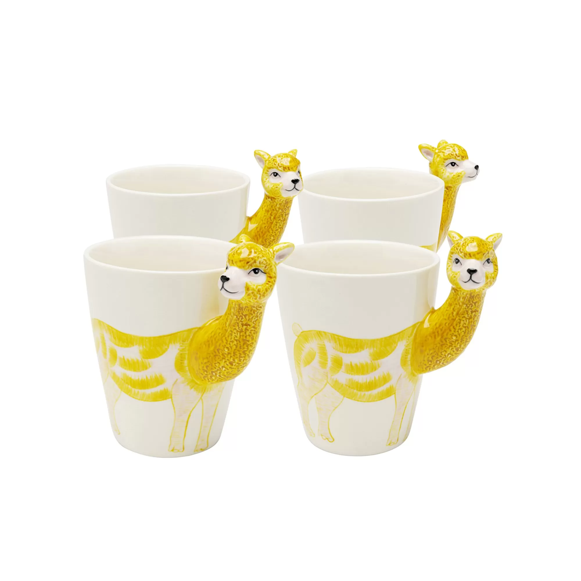 KARE Design Mugs Lama Jaune Set De 4 ^ Vaisselle
