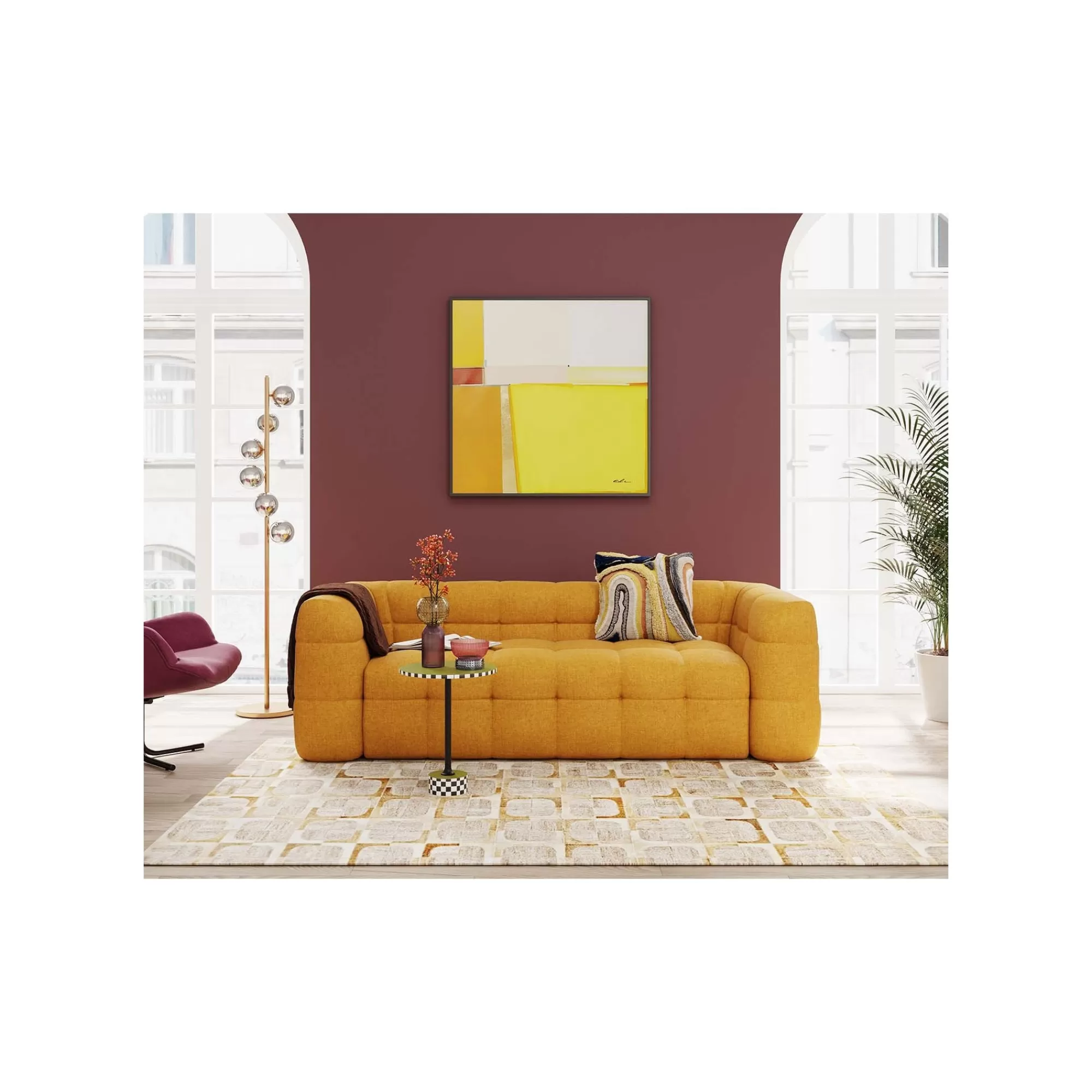 KARE Design Peinture Abstract Shapes Jaune 113x113cm ^ Tableau