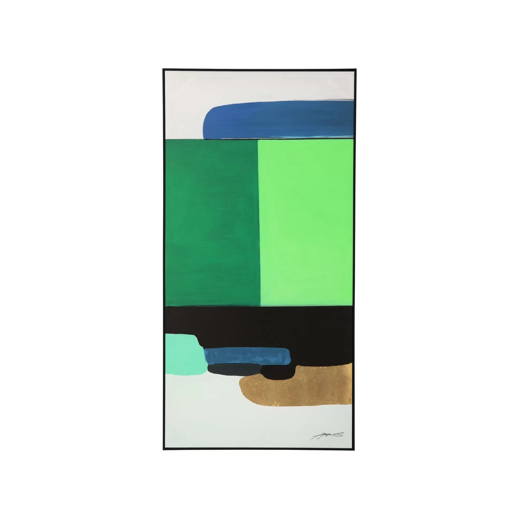 KARE Design Peinture Frame Abstract Shapes Verte 73x143cm ^ Tableau