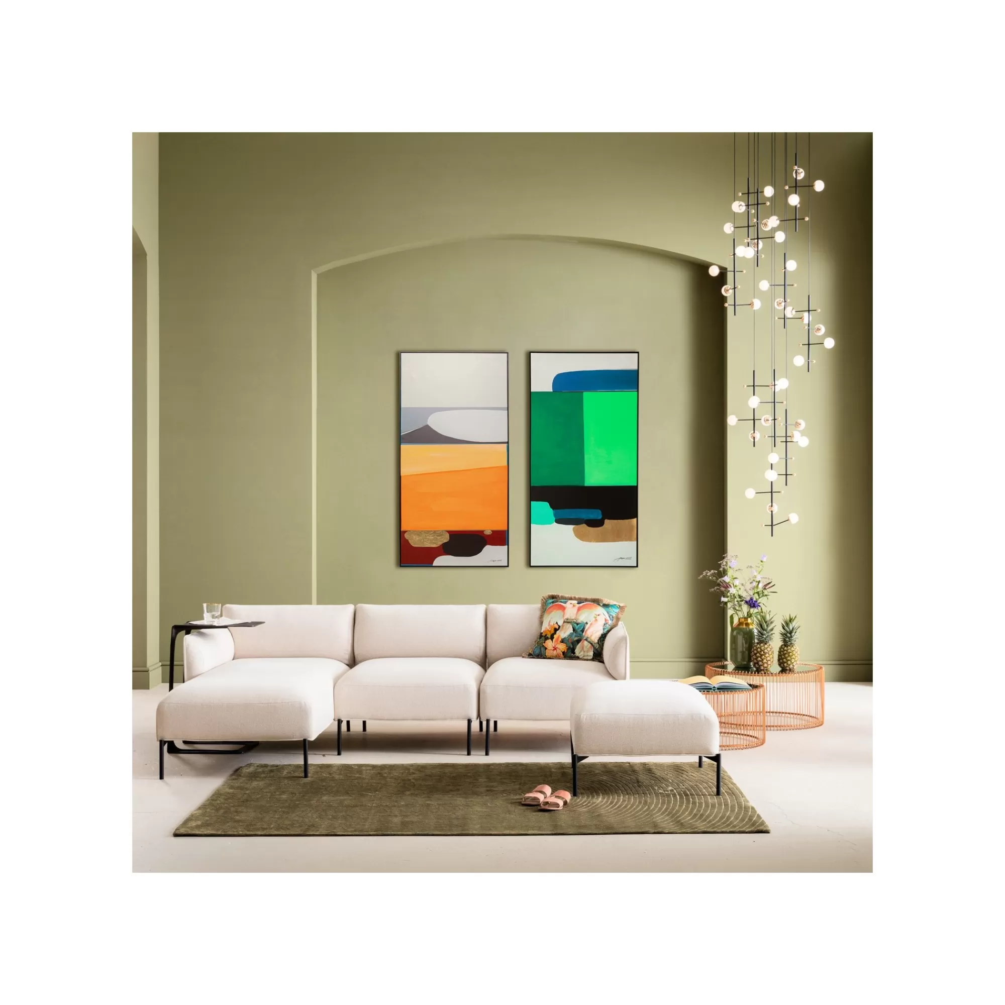 KARE Design Peinture Frame Abstract Shapes Verte 73x143cm ^ Tableau