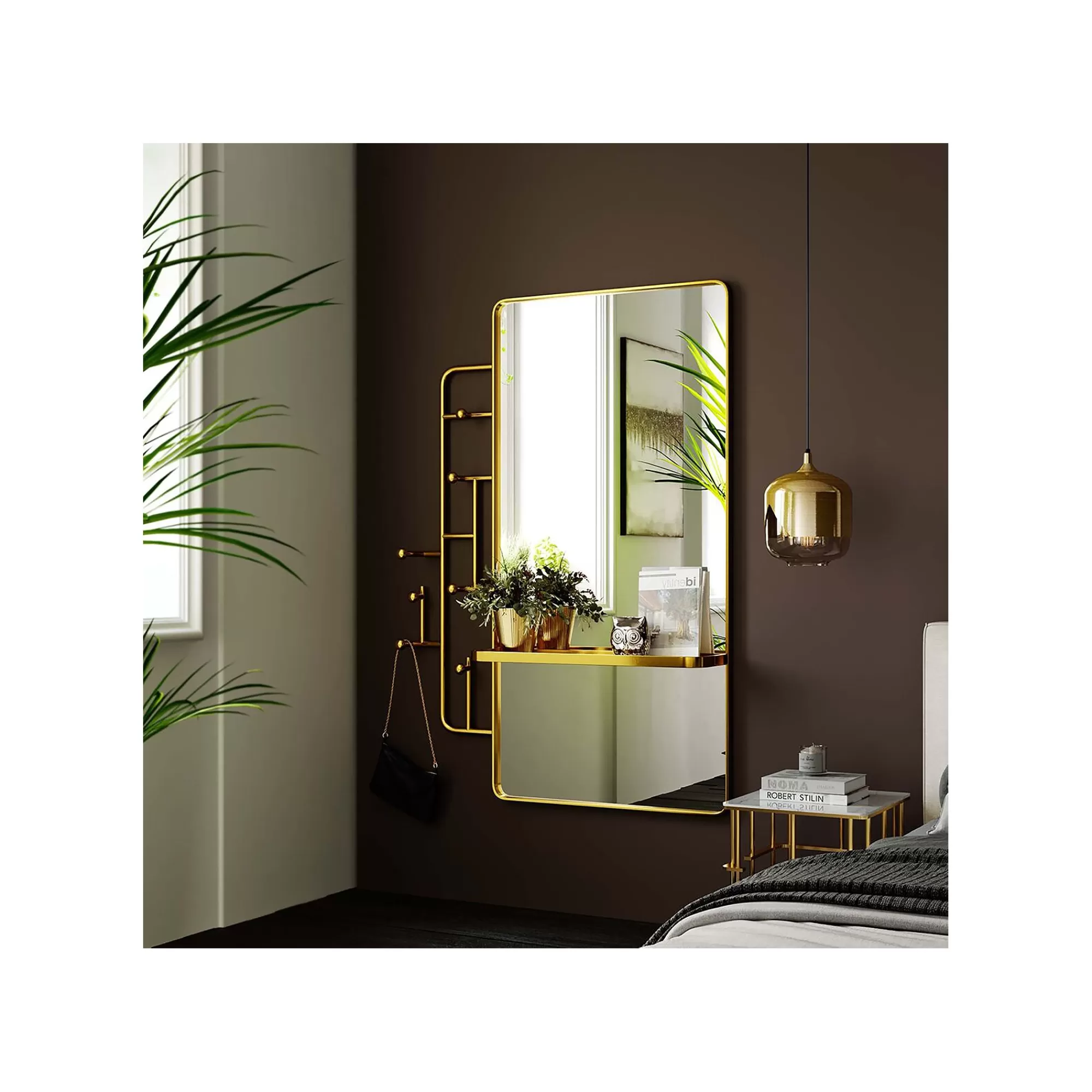 KARE Design Portemanteau Miroir Tristan 150x76cm Doré ^ Portemanteau | Miroir