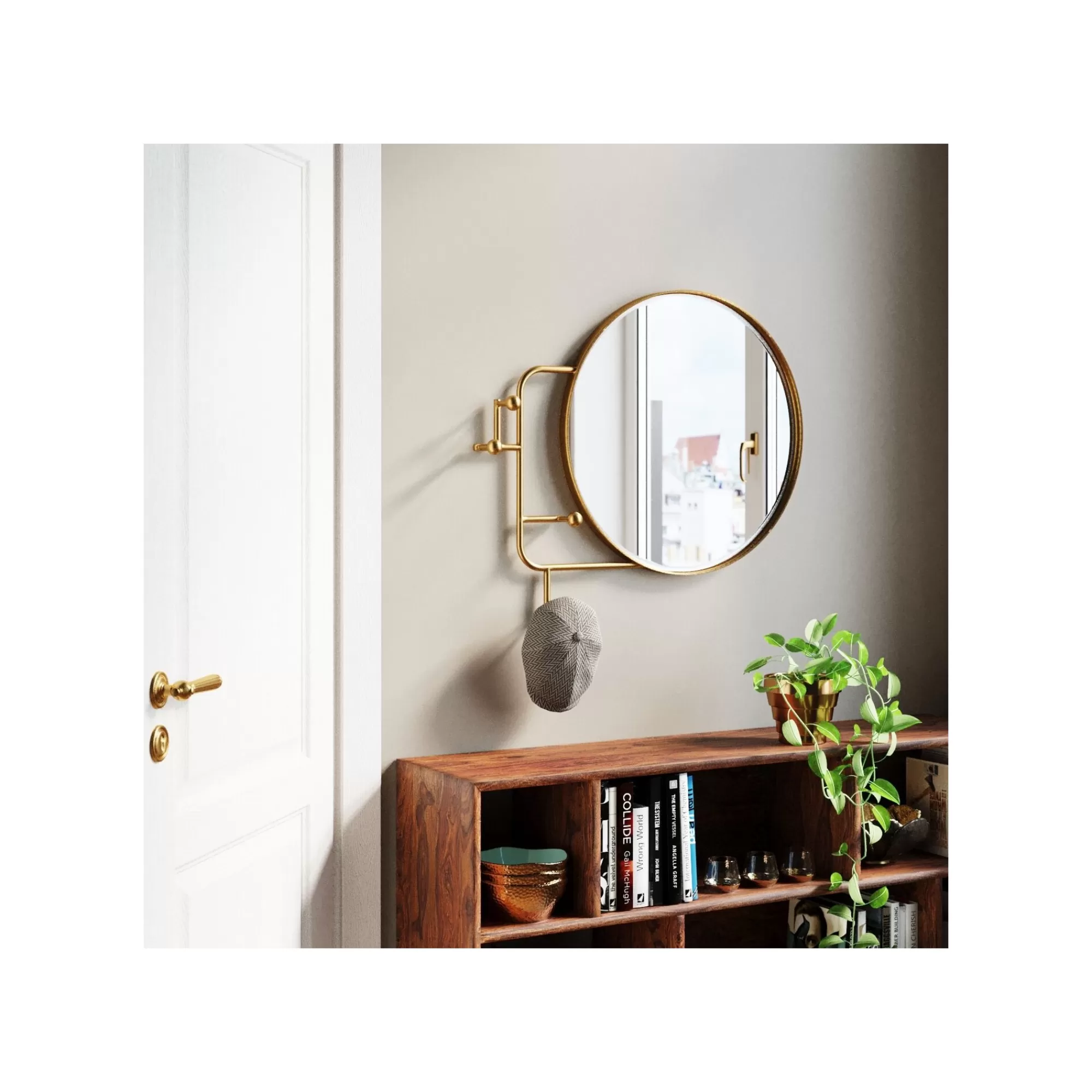 KARE Design Portemanteau Miroir Tristan 65cm Doré ^ Portemanteau | Miroir