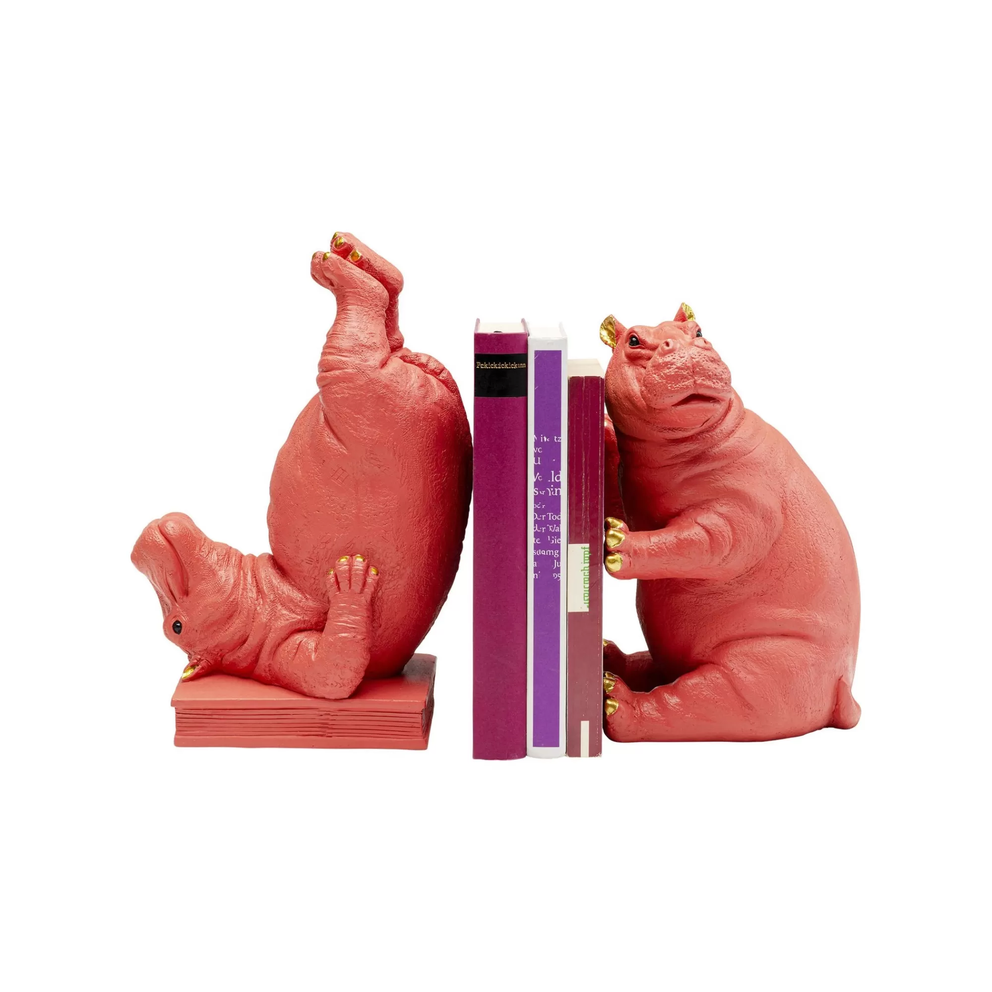 KARE Design Serre-livres Hippopotames Roses Set De 2 ^ Serrelivres