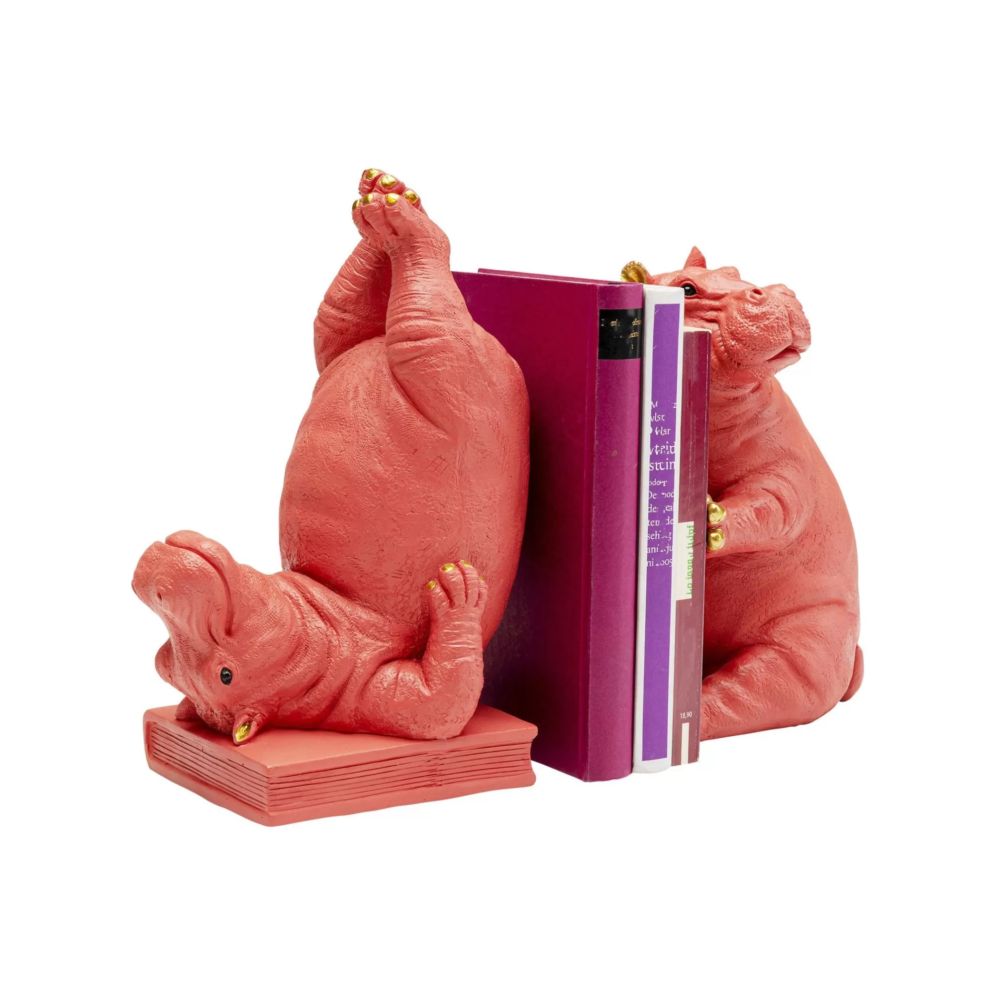 KARE Design Serre-livres Hippopotames Roses Set De 2 ^ Serrelivres