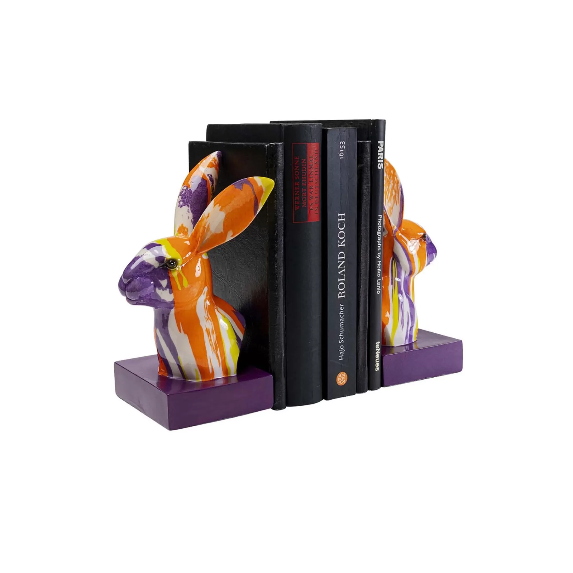 KARE Design Serre-livres Lapins Coulées De Peinture Set De 2 ^ Serrelivres