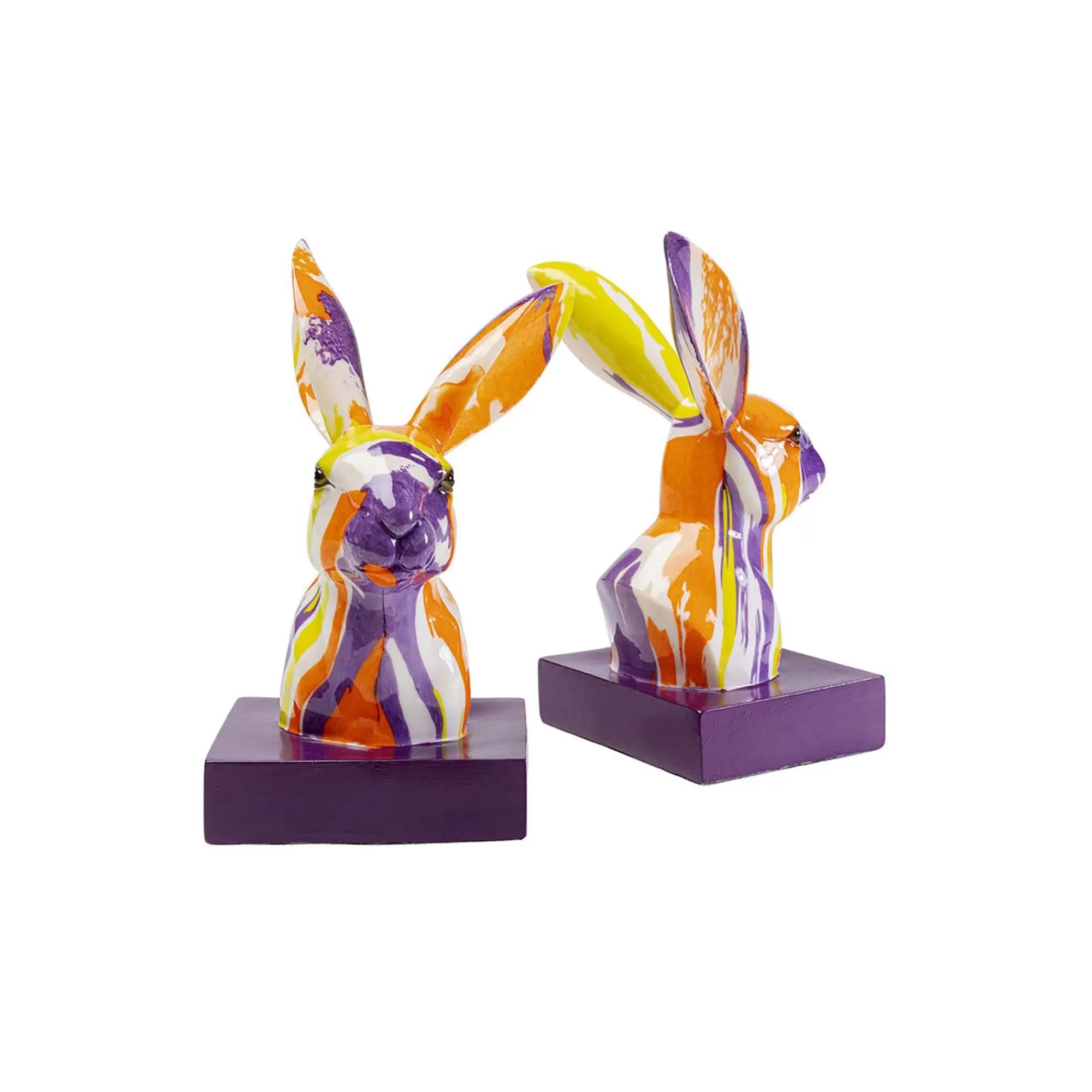 KARE Design Serre-livres Lapins Coulées De Peinture Set De 2 ^ Serrelivres