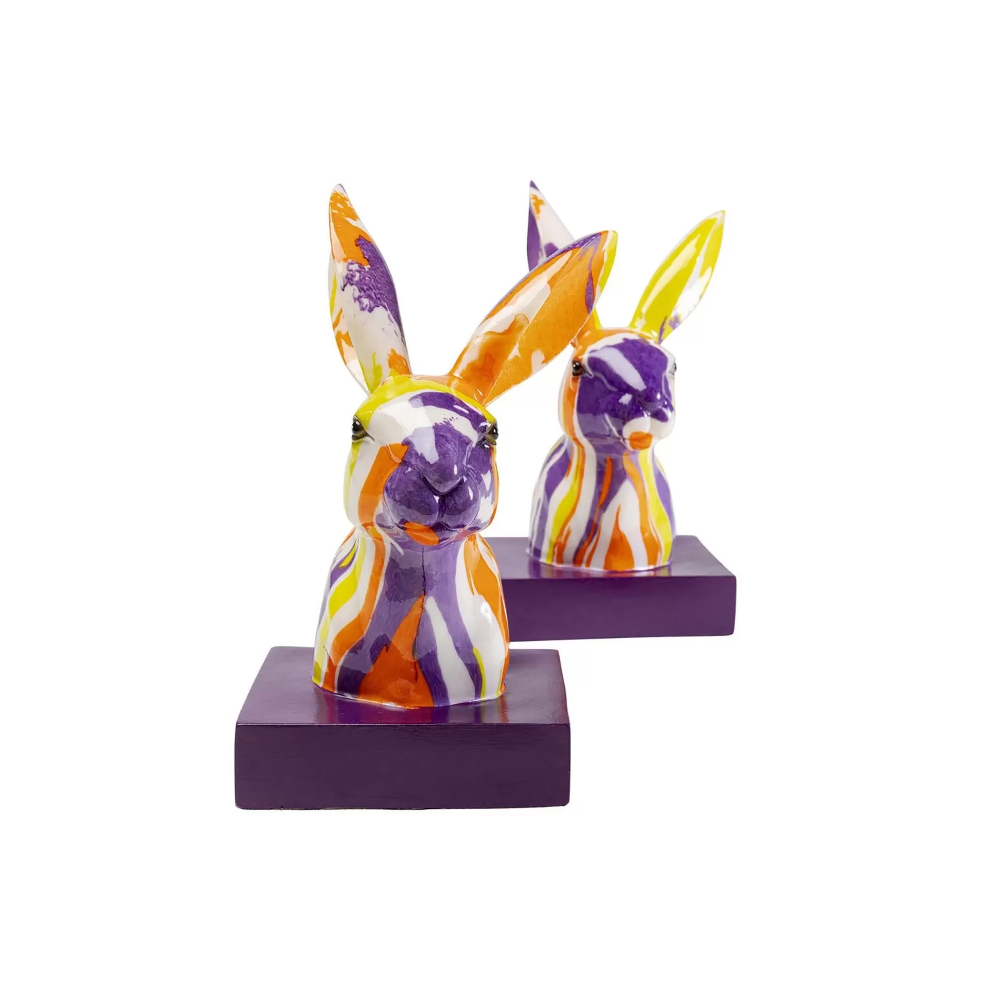 KARE Design Serre-livres Lapins Coulées De Peinture Set De 2 ^ Serrelivres