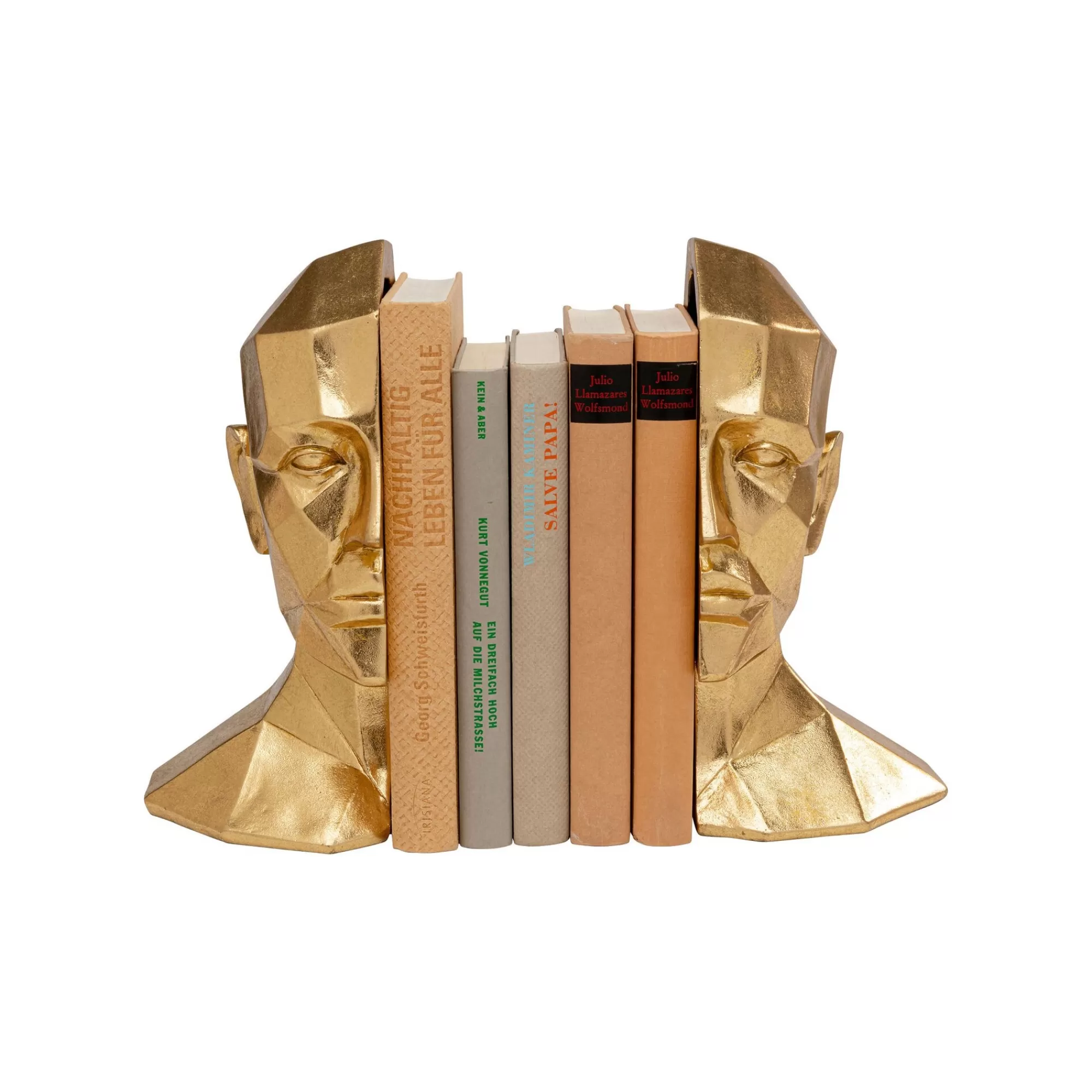 KARE Design Serre-livres Visage Doré Set De 2 ^ Serrelivres