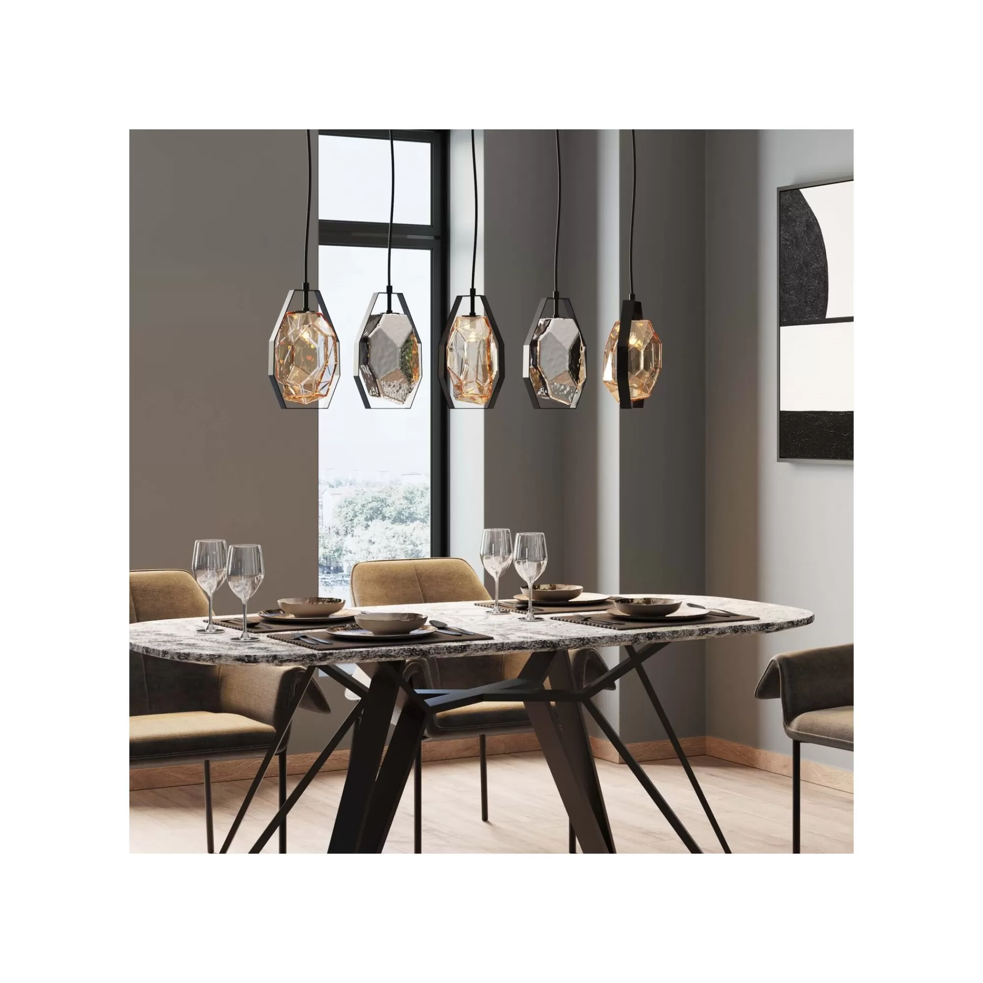 KARE Design Suspension Diamond Fever Noire 110cm ^ Lustre & Suspension