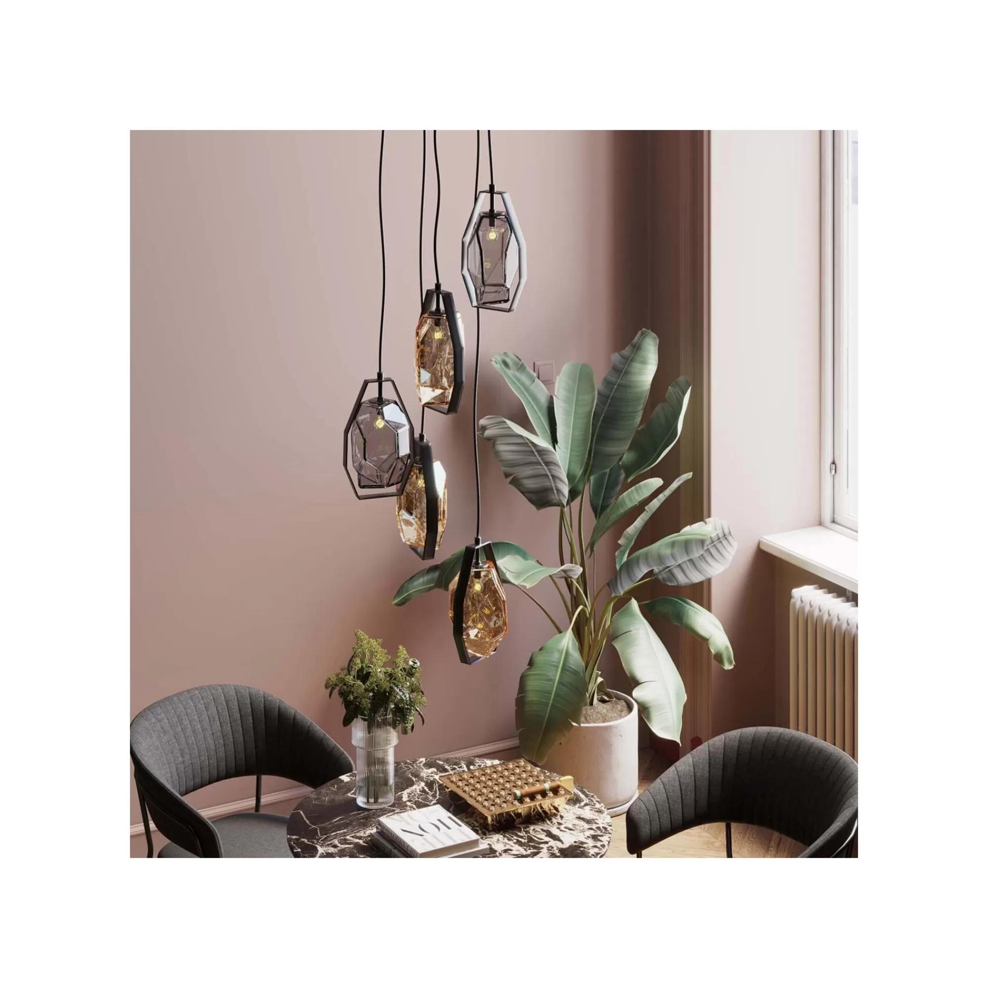 KARE Design Suspension Diamond Fever Noire 42cm ^ Lustre & Suspension