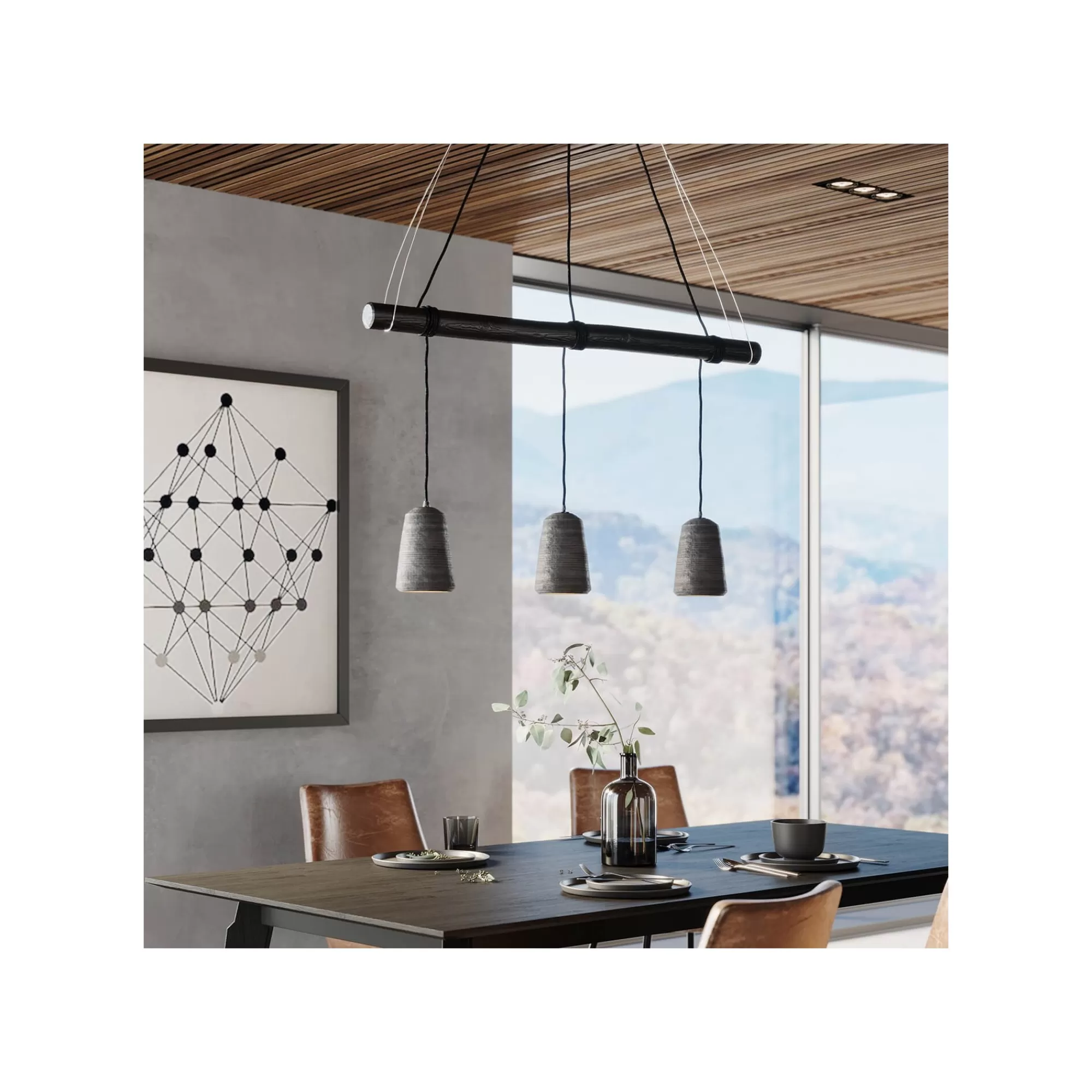 KARE Design Suspension Dining Concrete 3 Noire ^ Lustre & Suspension